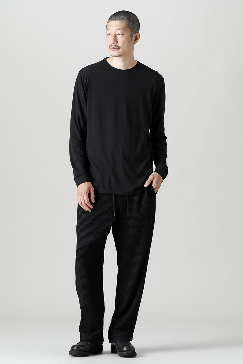 Long sleeve Egyptian cotton Interlock jersey (SUVIN) Black