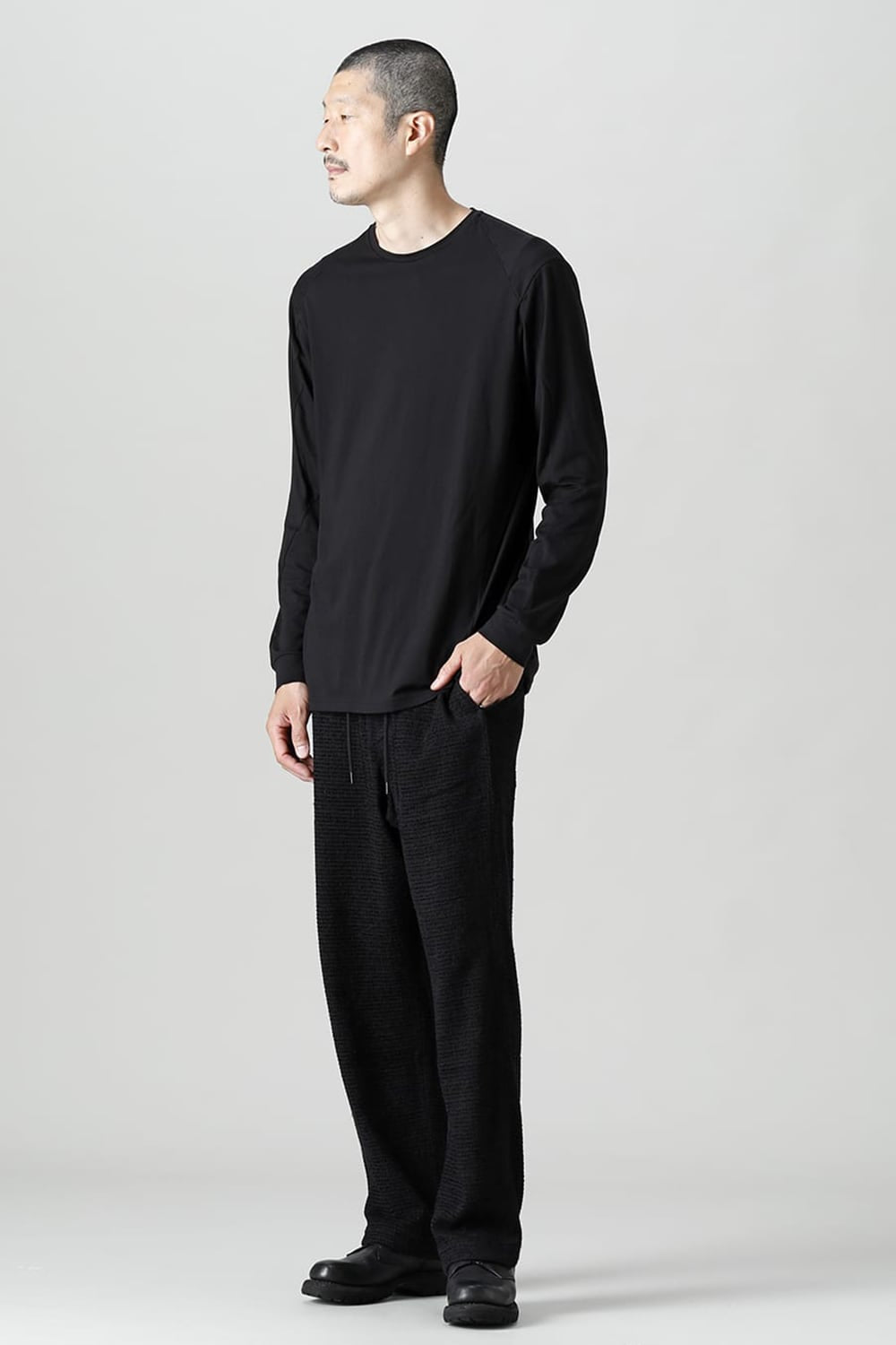 Long sleeve Egyptian cotton Interlock jersey (SUVIN) Black