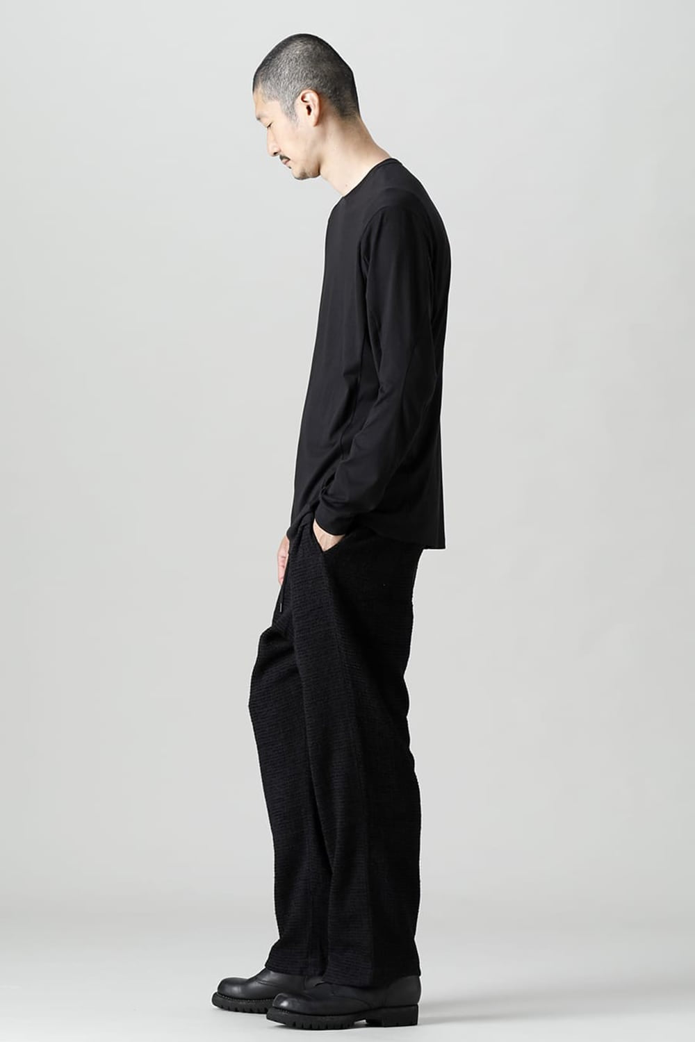 Long sleeve Egyptian cotton Interlock jersey (SUVIN) Black