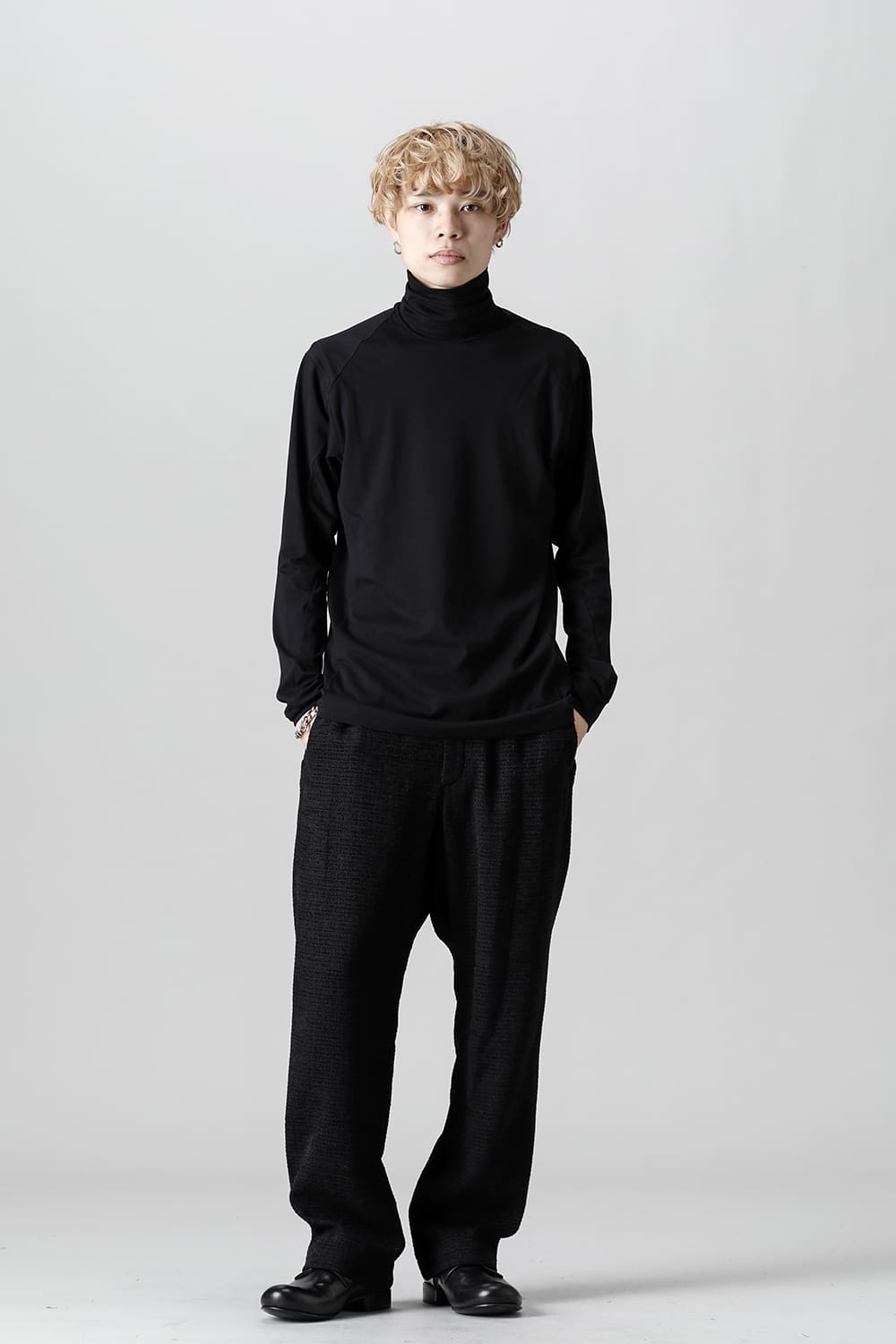 High neck Egyptian cotton Interlock jersey (SUVIN) Black