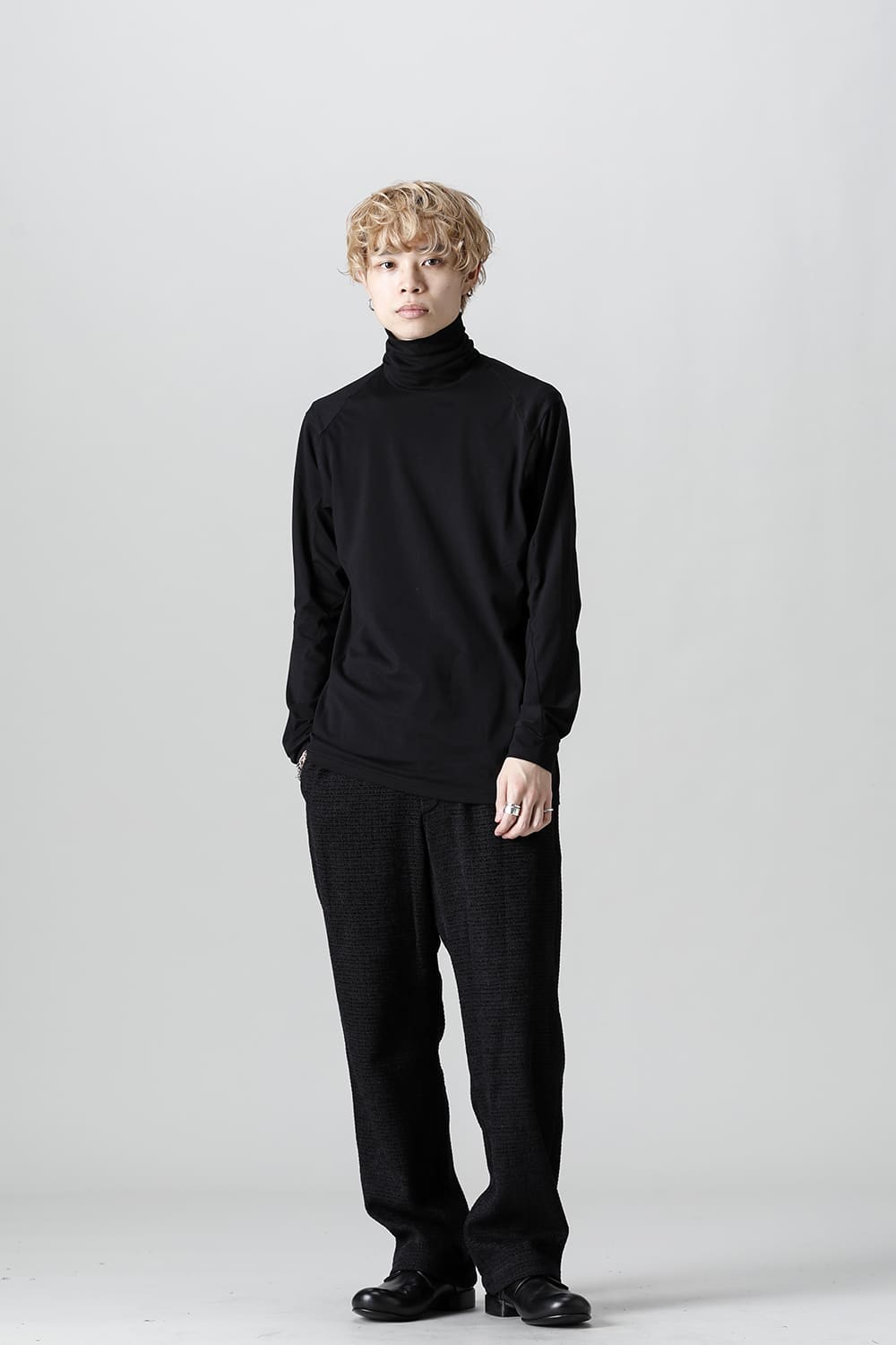 High neck Egyptian cotton Interlock jersey (SUVIN) Black