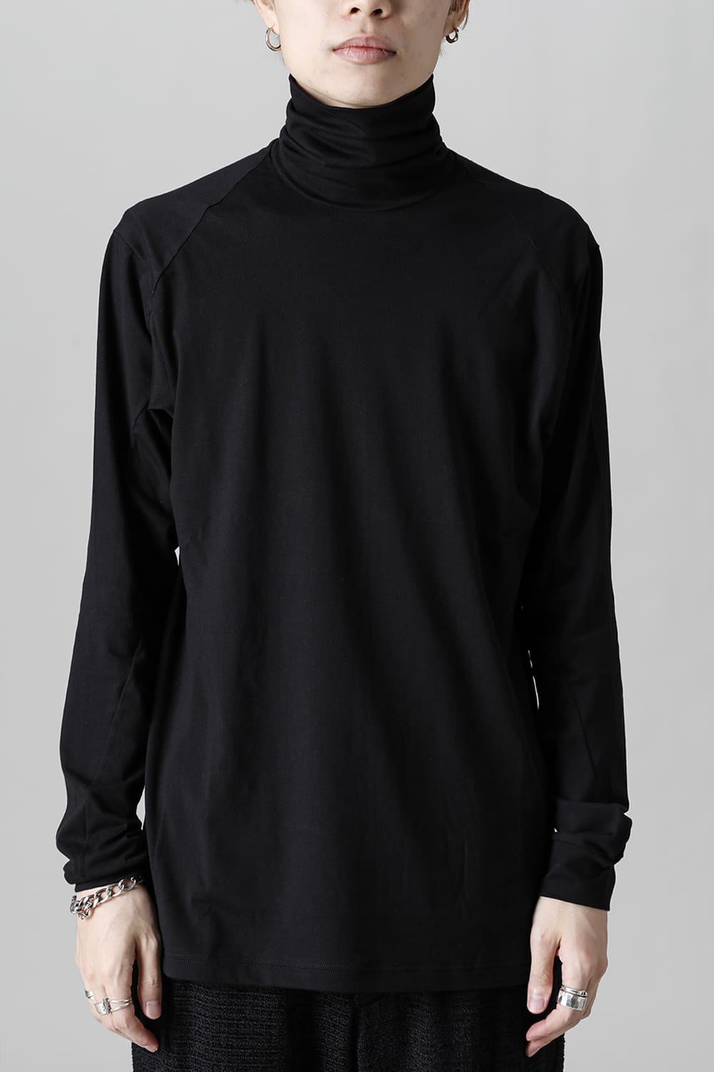 High neck Egyptian cotton Interlock jersey (SUVIN) Black