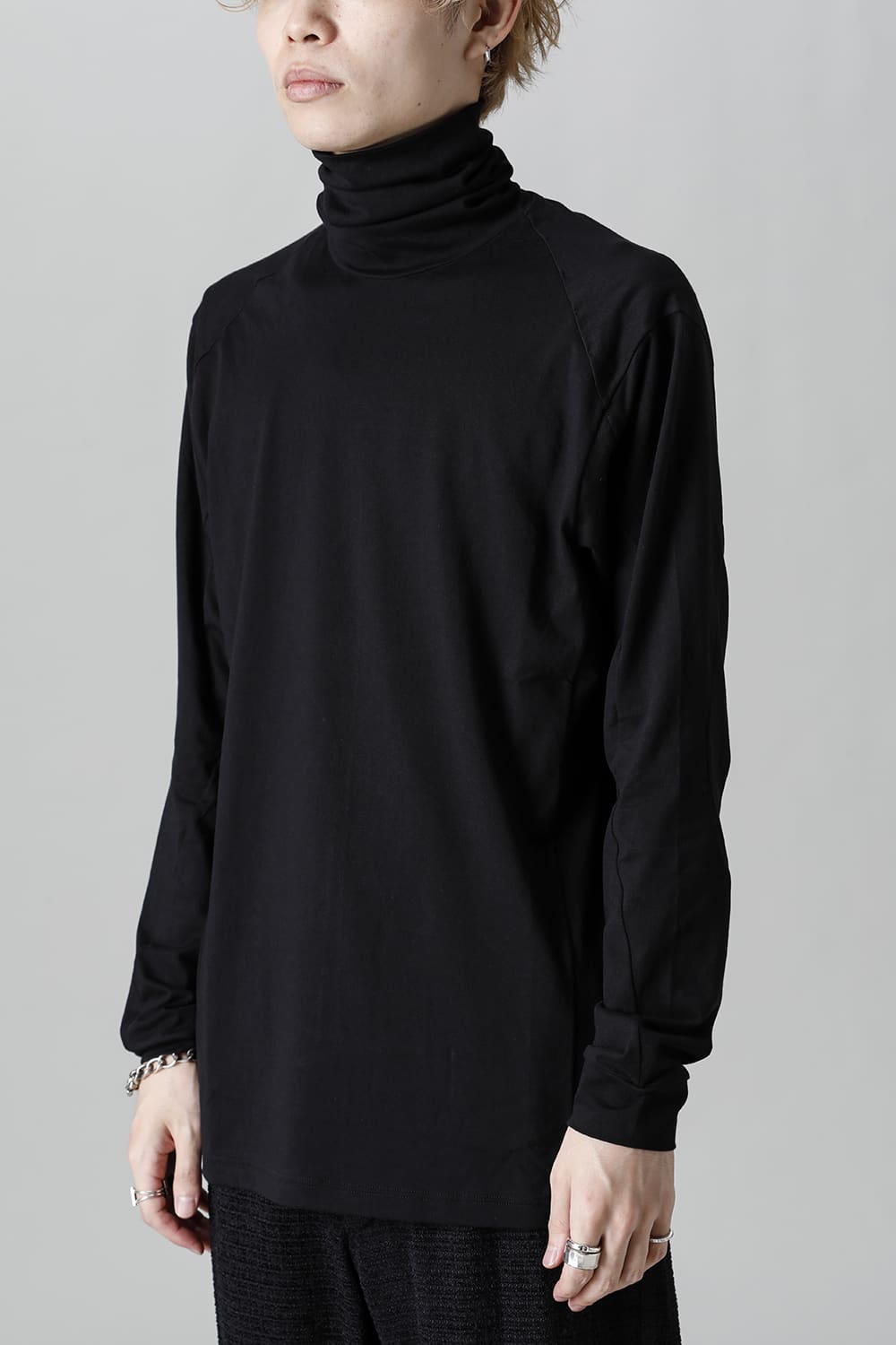High neck Egyptian cotton Interlock jersey (SUVIN) Black