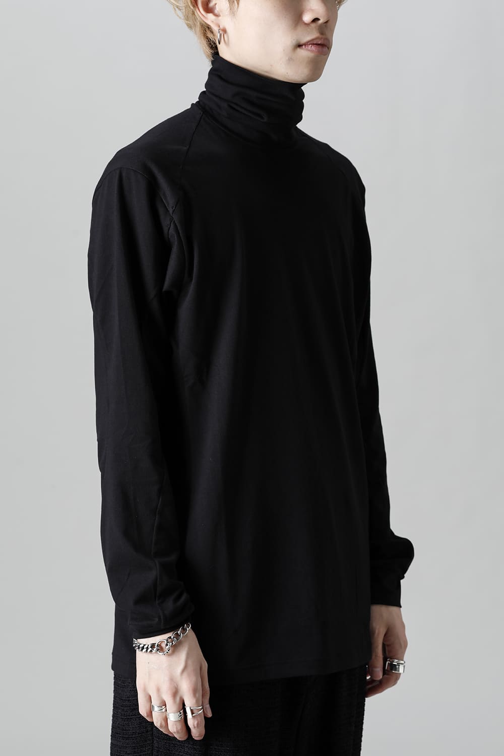 High neck Egyptian cotton Interlock jersey (SUVIN) Black