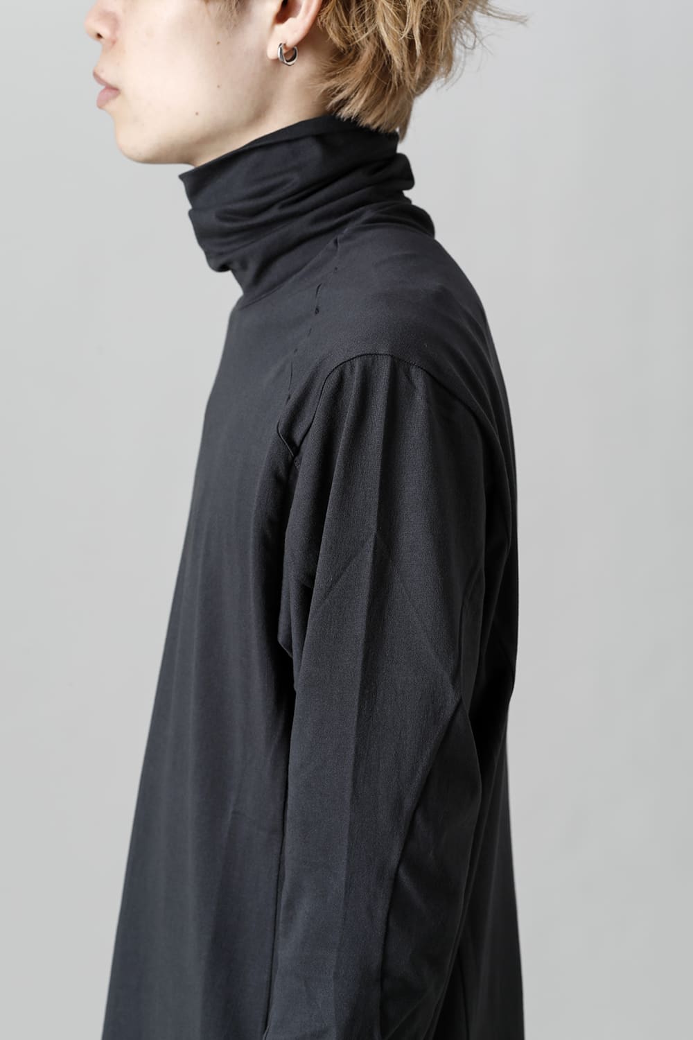 High neck Egyptian cotton Interlock jersey (SUVIN) Petrolio