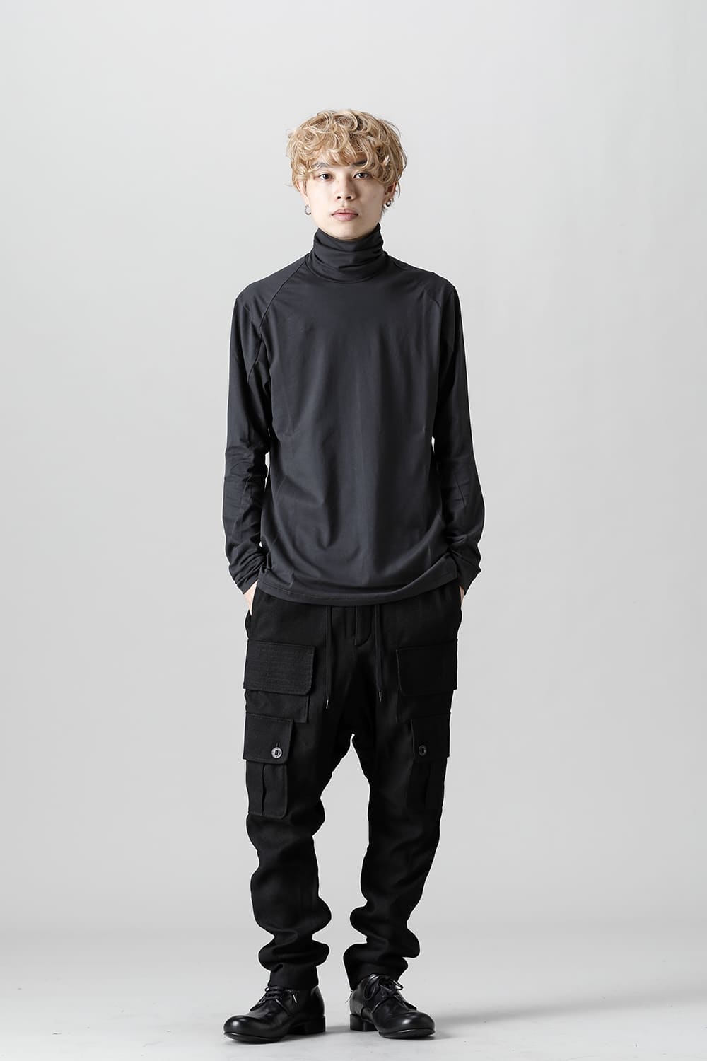 High neck Egyptian cotton Interlock jersey (SUVIN) Petrolio