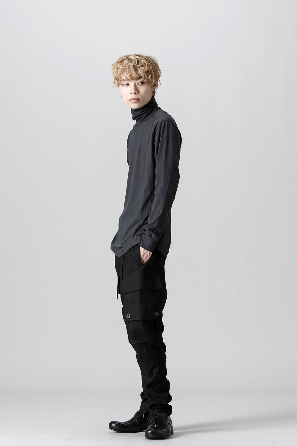 High neck Egyptian cotton Interlock jersey (SUVIN) Petrolio