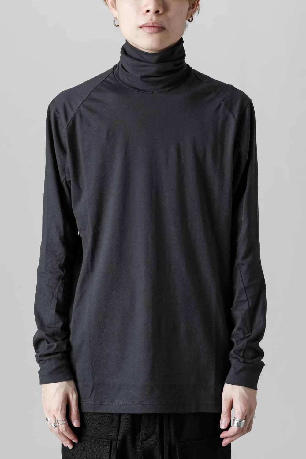 High neck Egyptian cotton Interlock jersey (SUVIN) Petrolio