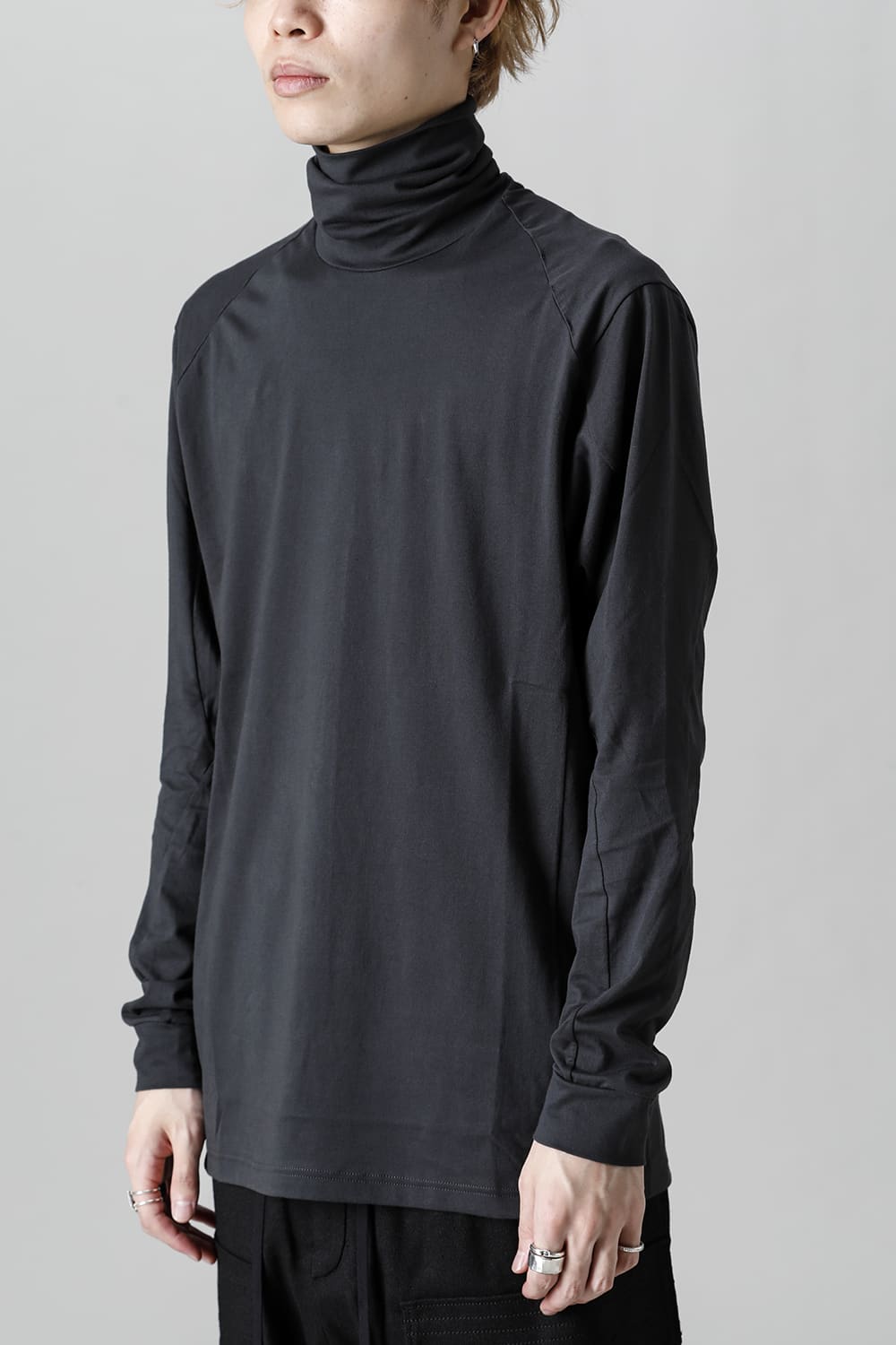 High neck Egyptian cotton Interlock jersey (SUVIN) Petrolio