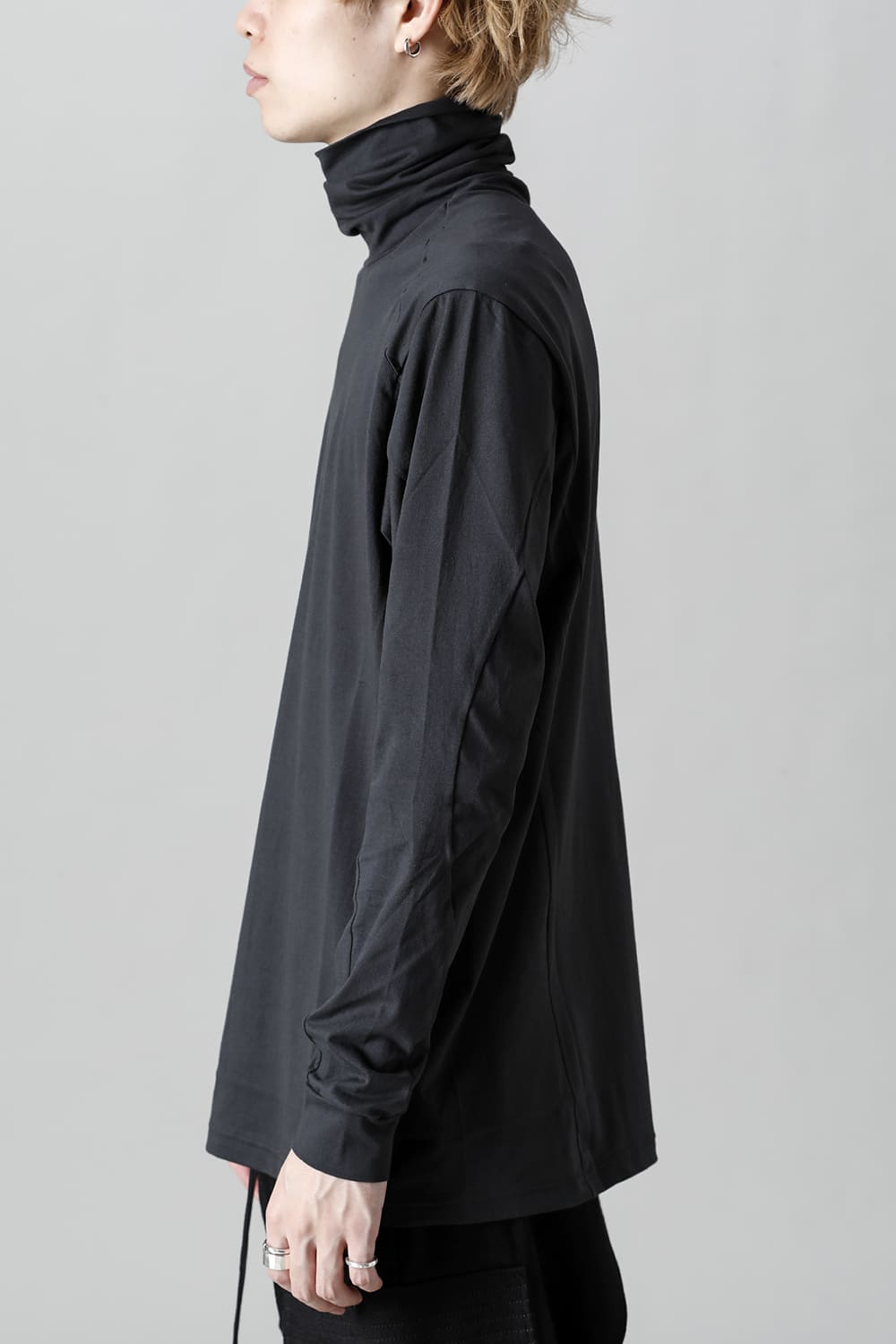 High neck Egyptian cotton Interlock jersey (SUVIN) Petrolio