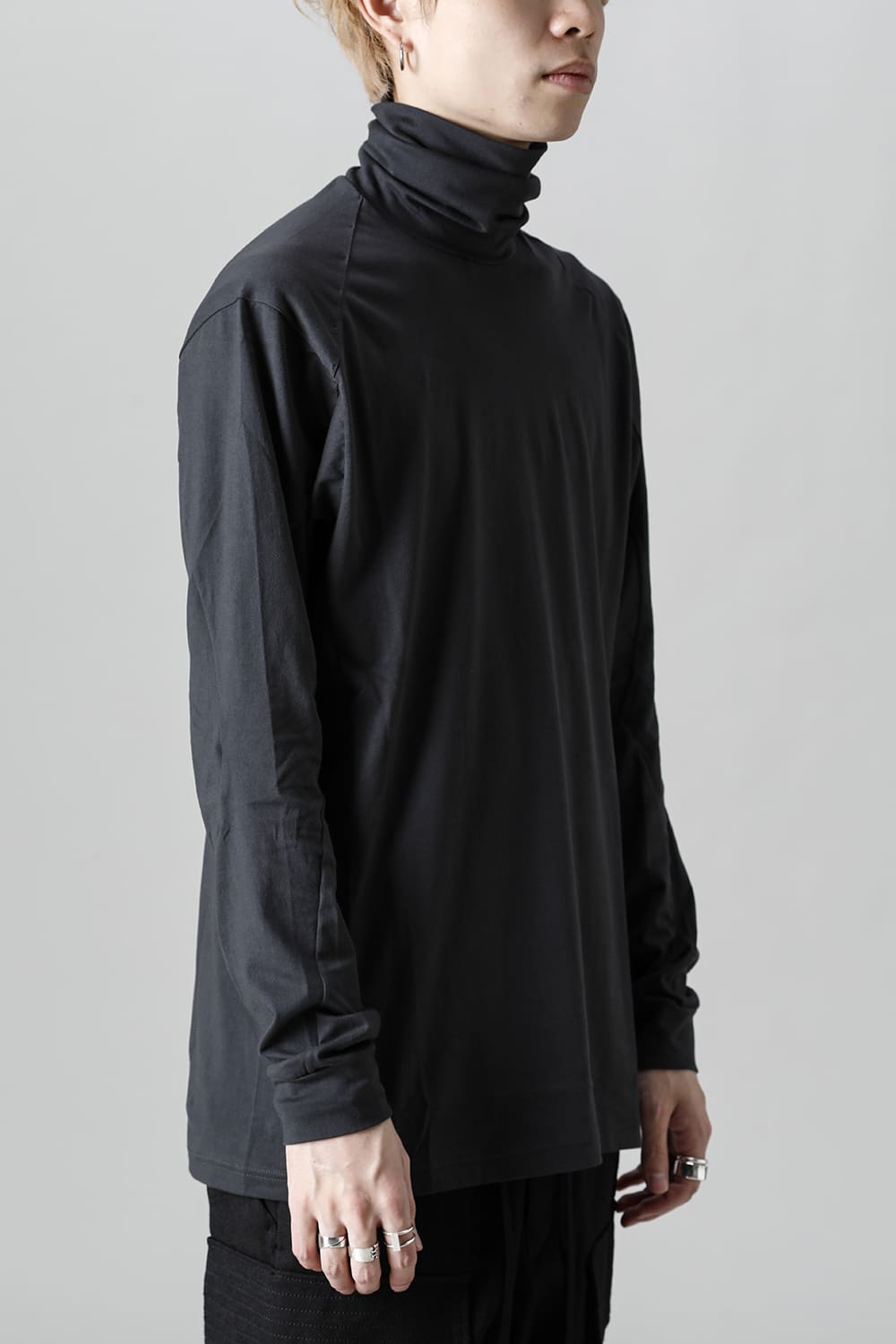 High neck Egyptian cotton Interlock jersey (SUVIN) Petrolio