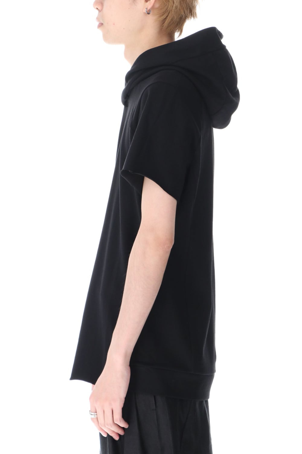 Hooded short sleeve medium weight soft jersey Black