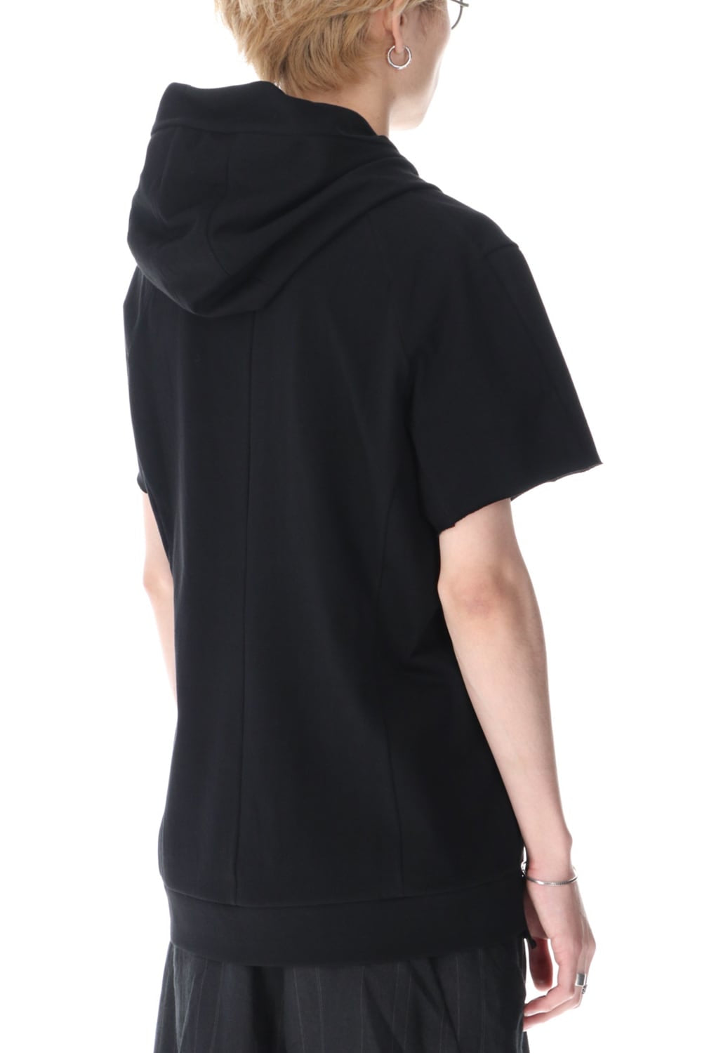 Hooded short sleeve medium weight soft jersey Black