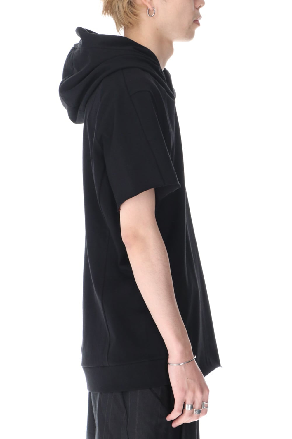 Hooded short sleeve medium weight soft jersey Black