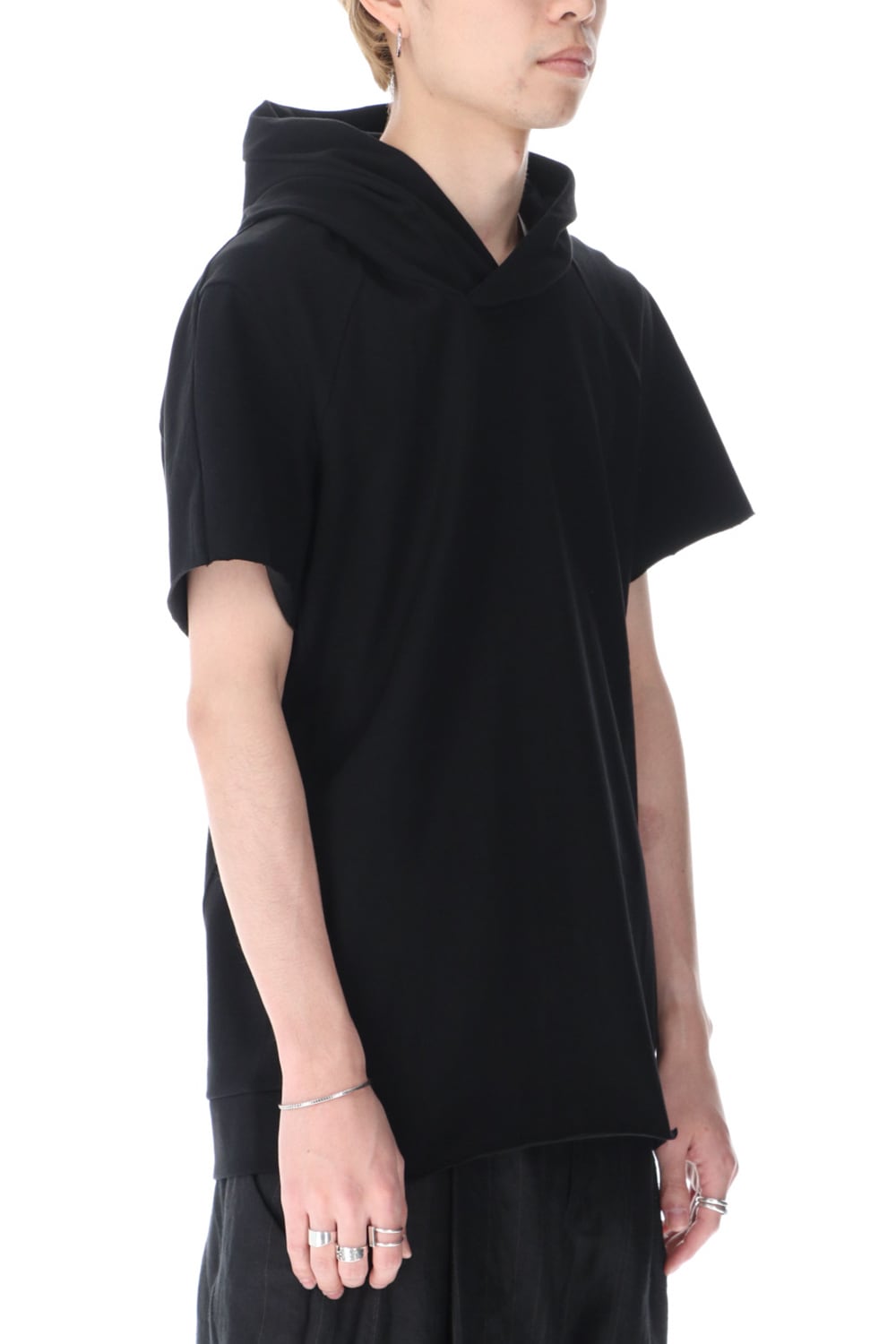 Hooded short sleeve medium weight soft jersey Black