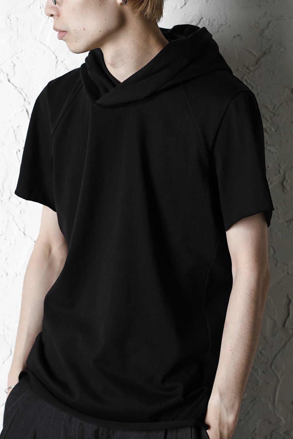 Hooded short sleeve medium weight soft jersey Black