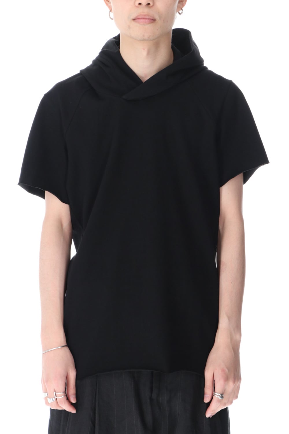 Hooded short sleeve medium weight soft jersey Black