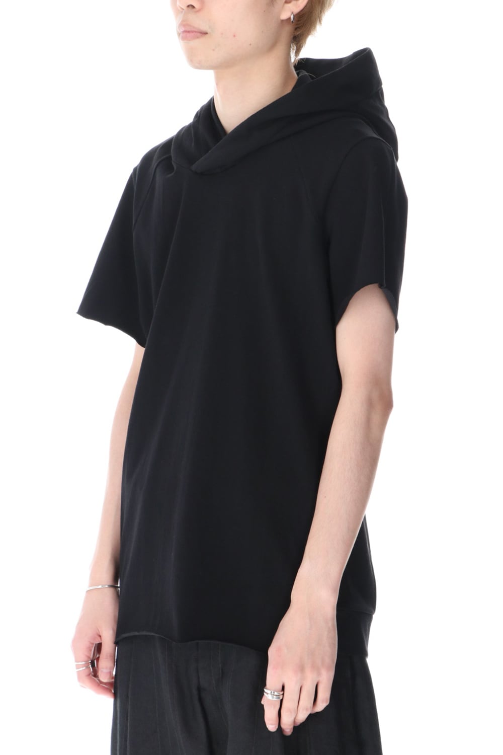 Hooded short sleeve medium weight soft jersey Black