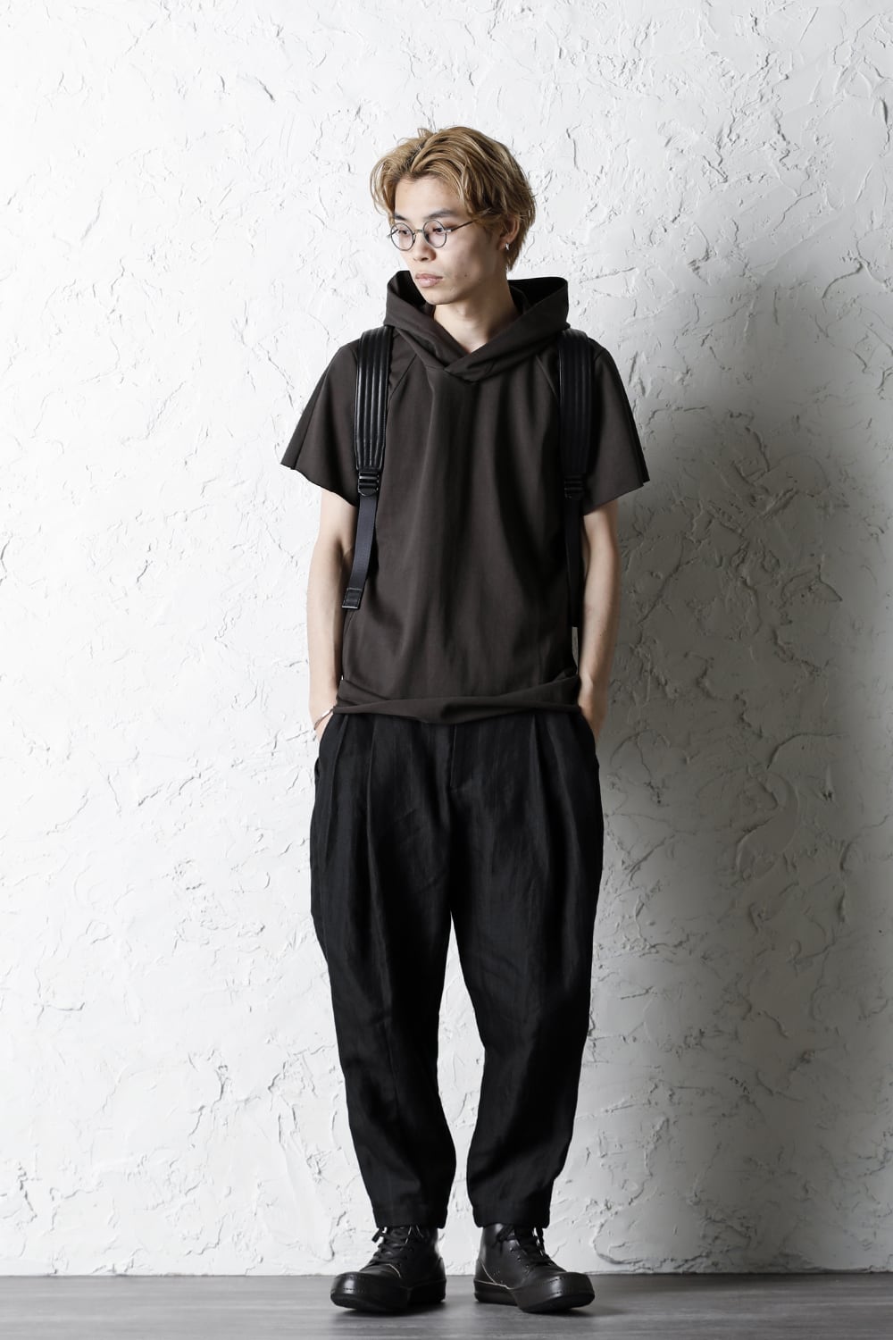 Hooded short sleeve medium weight soft jersey Mud Khaki