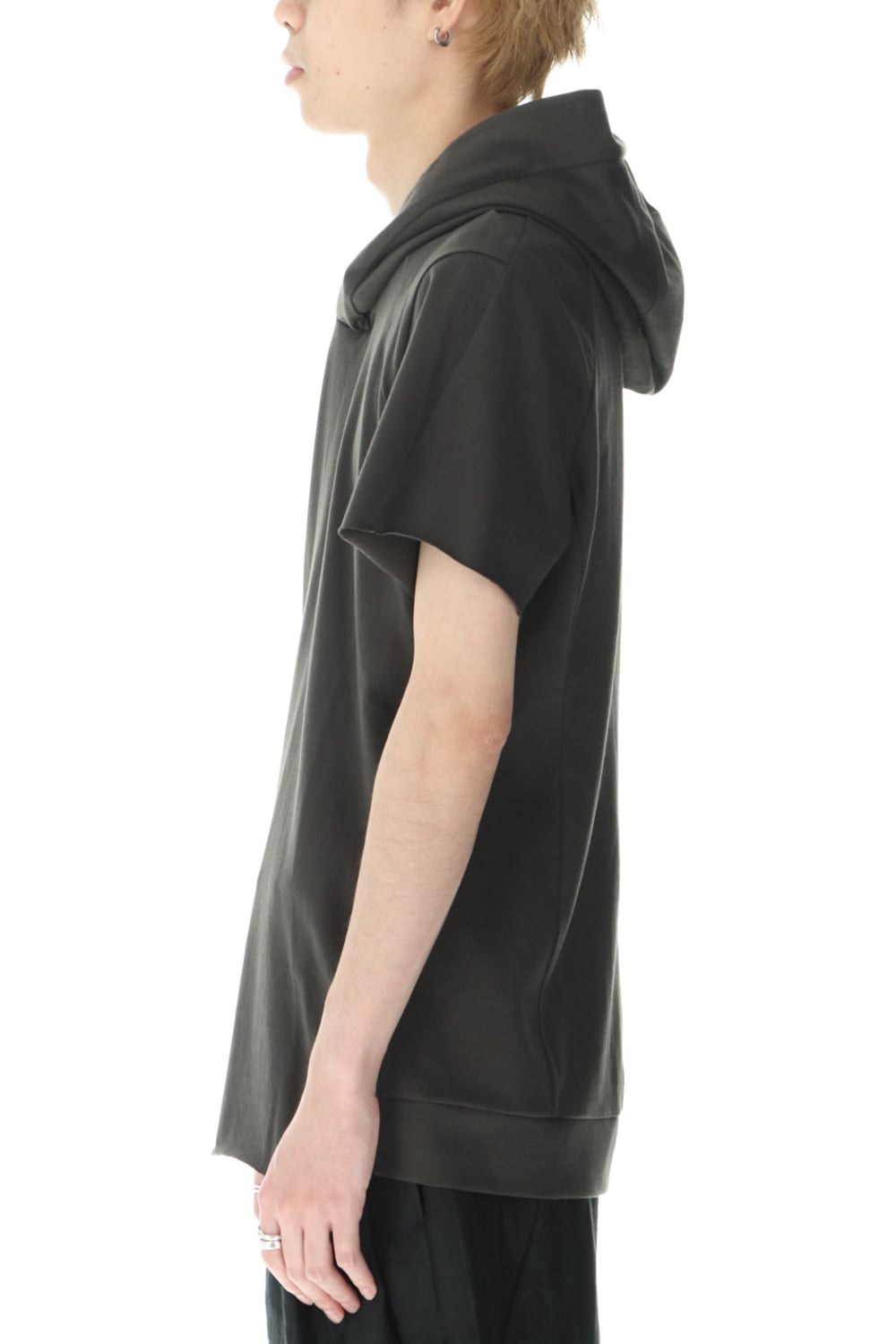 Hooded short sleeve medium weight soft jersey Mud Khaki