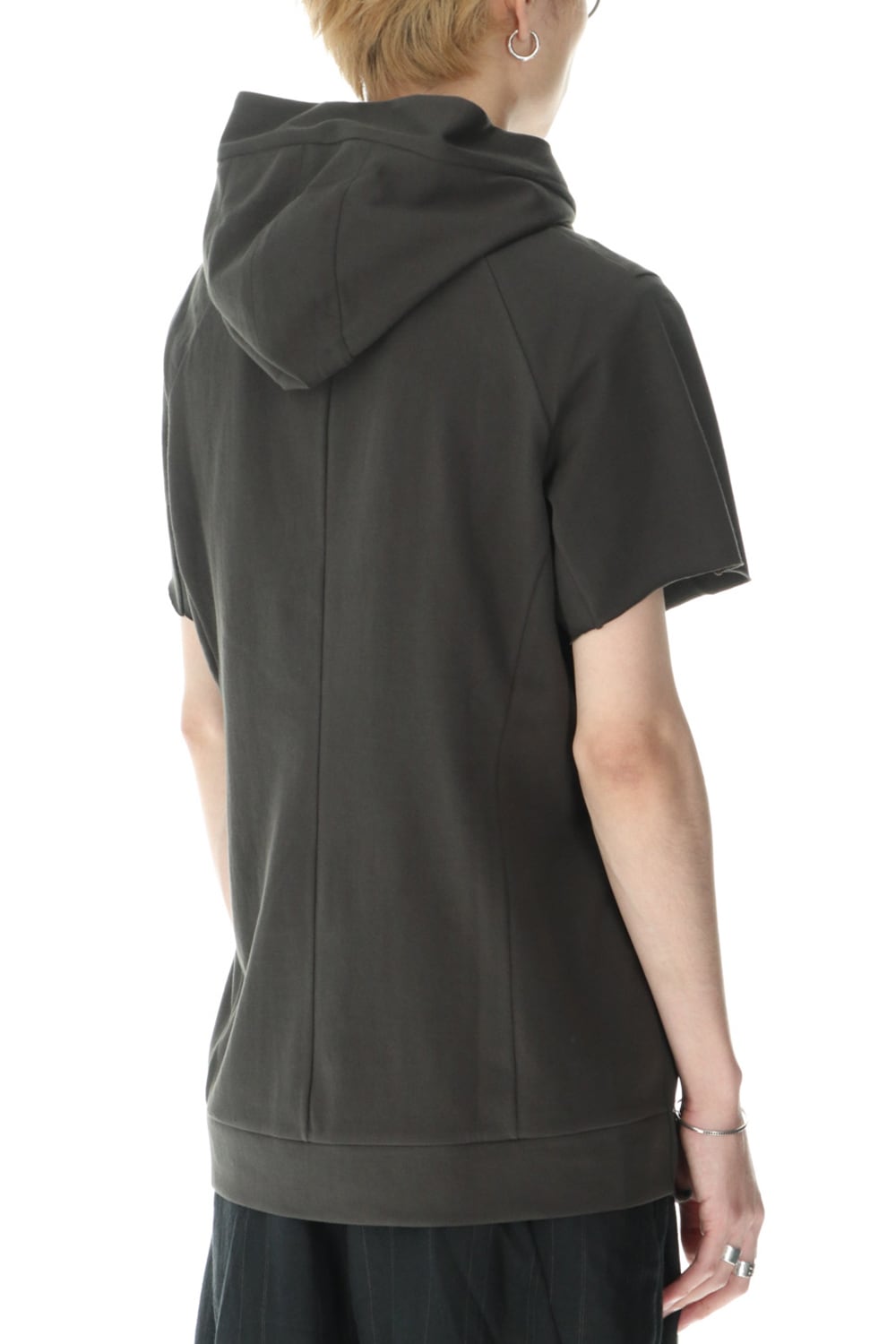 Hooded short sleeve medium weight soft jersey Mud Khaki