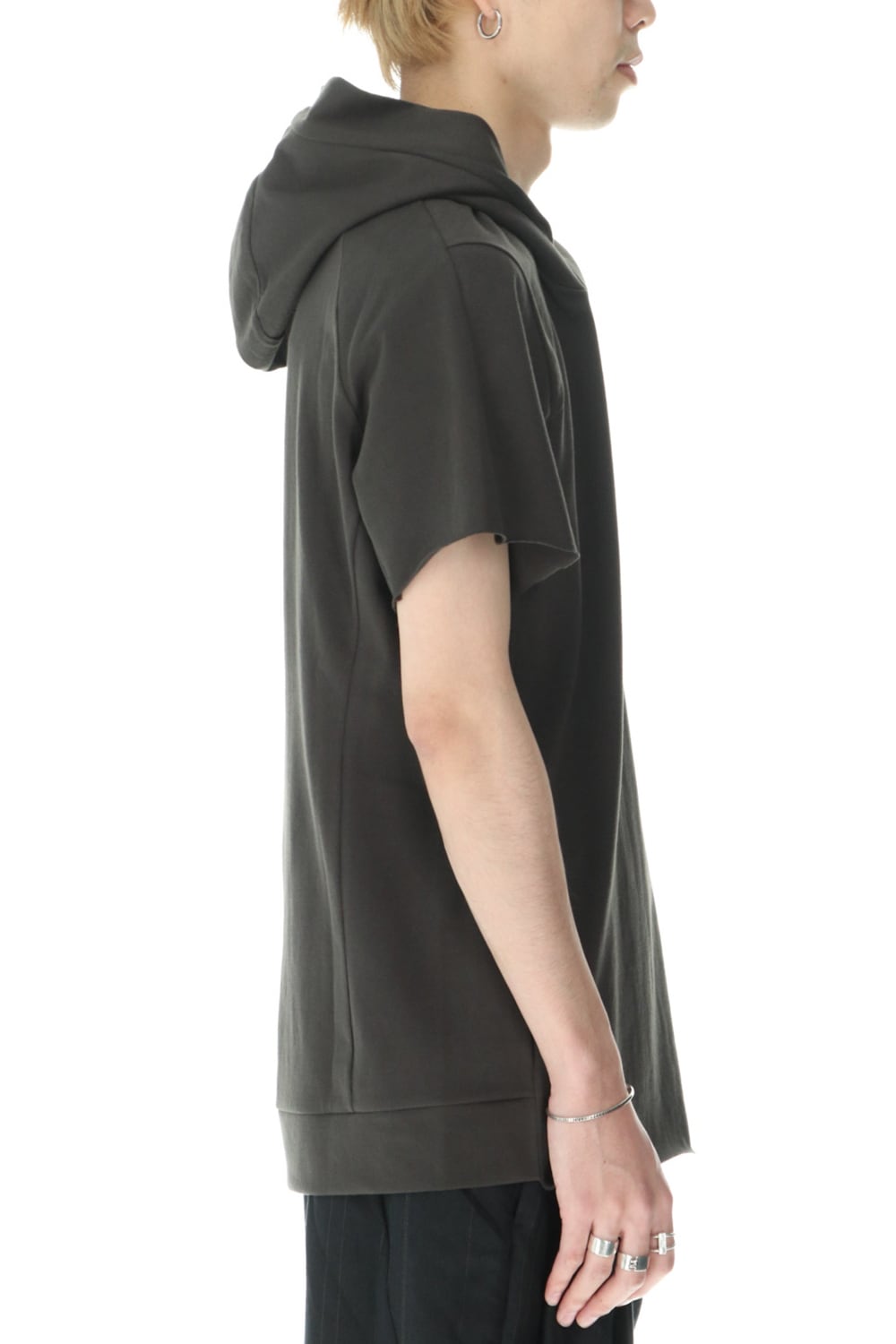 Hooded short sleeve medium weight soft jersey Mud Khaki