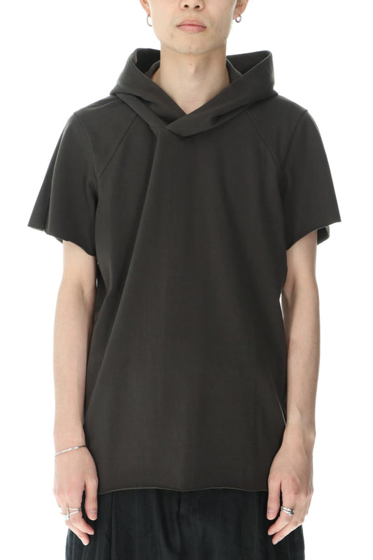 Hooded short sleeve medium weight soft jersey Mud Khaki