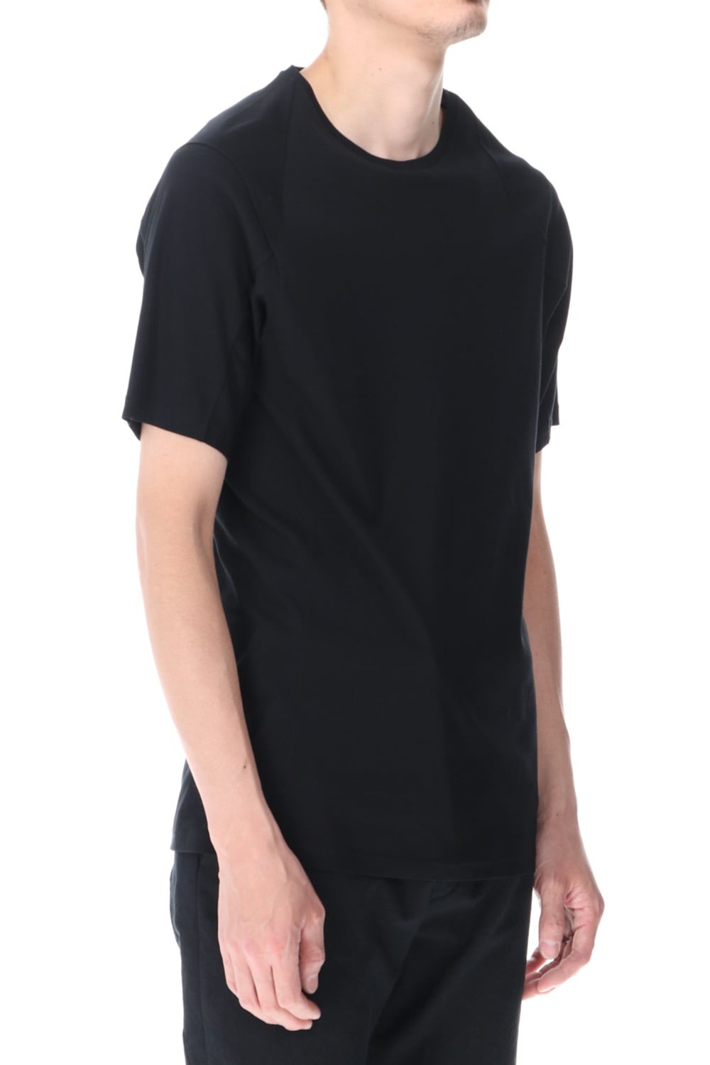 Short sleeve cotton high twist interlock jersey Black