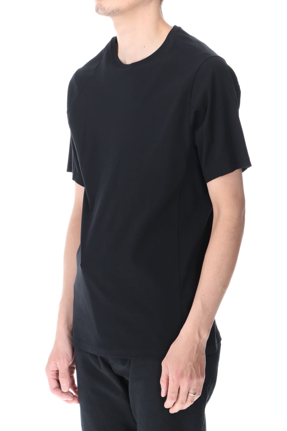 Short sleeve cotton high twist interlock jersey Black