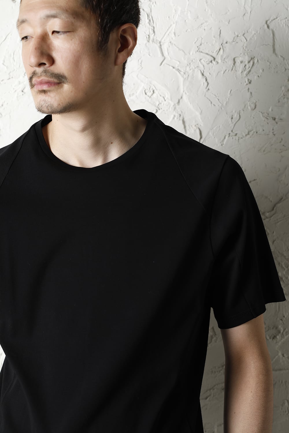 Short sleeve cotton high twist interlock jersey Black