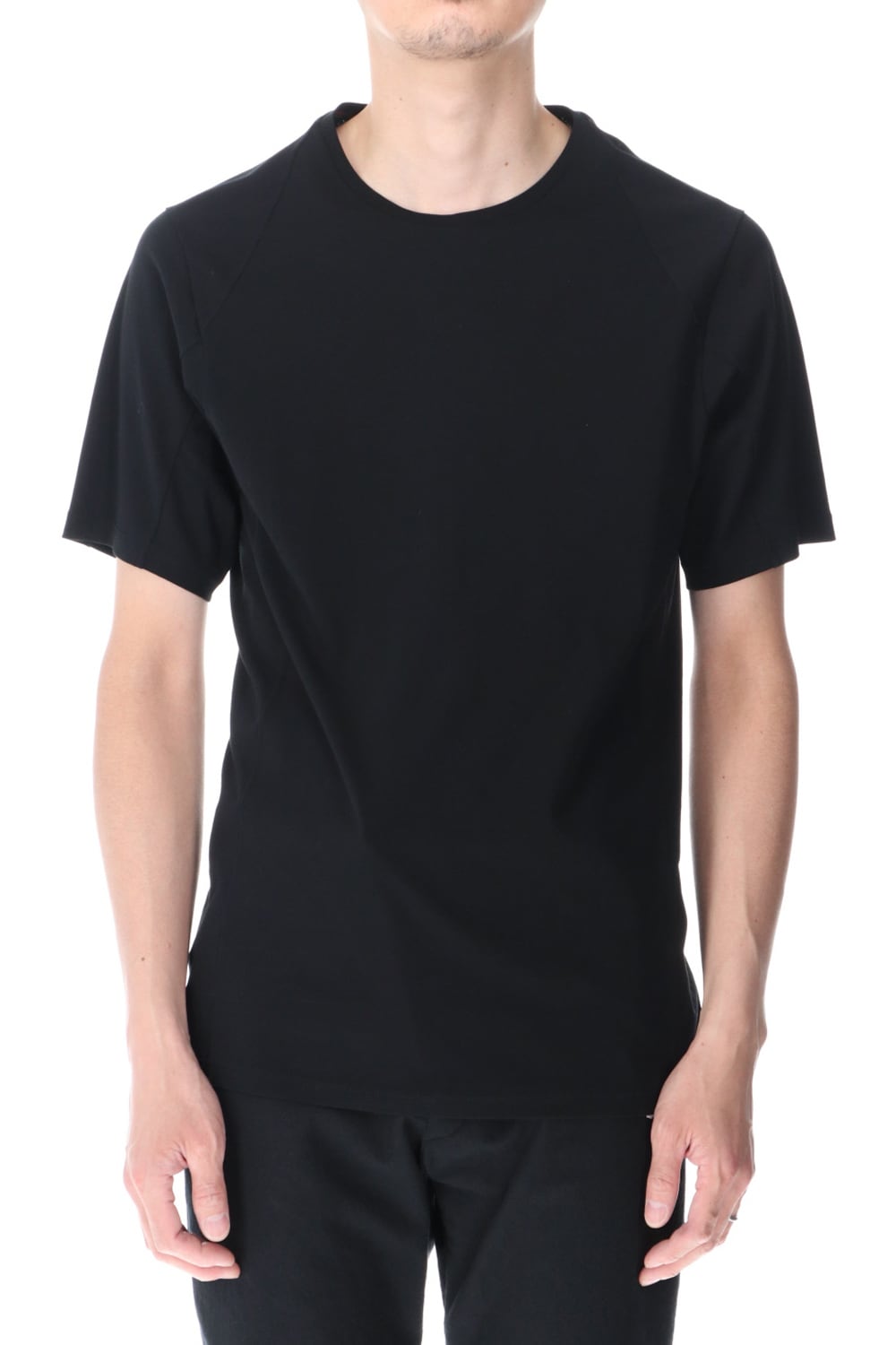 Short sleeve cotton high twist interlock jersey Black