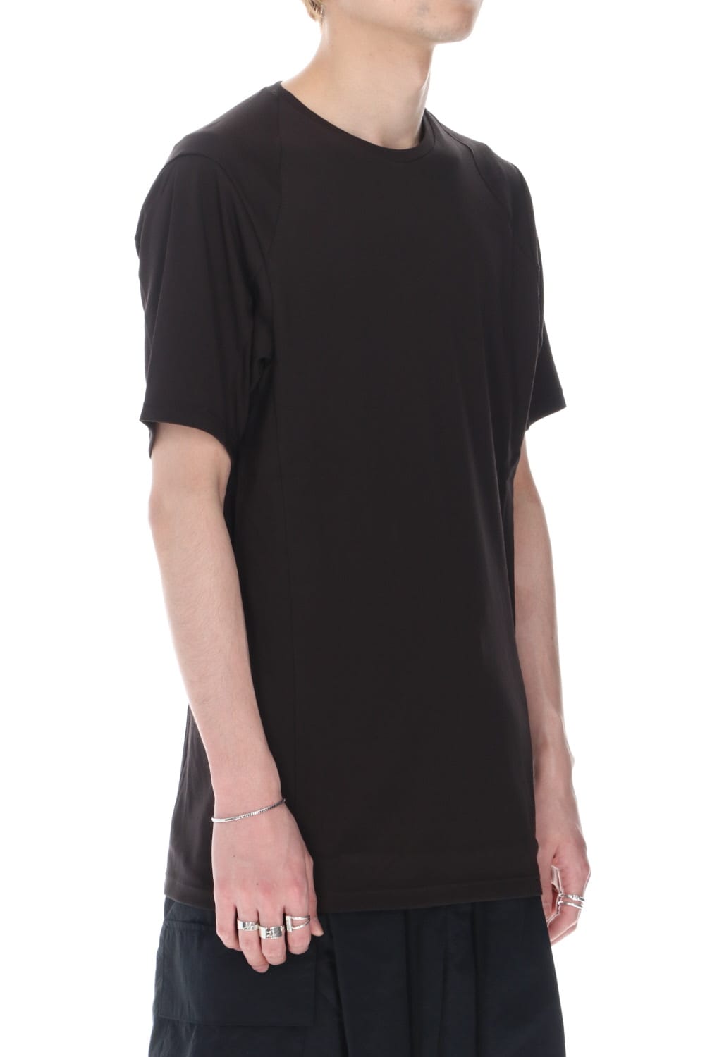 Short sleeve cotton high twist interlock jersey Lava Stone