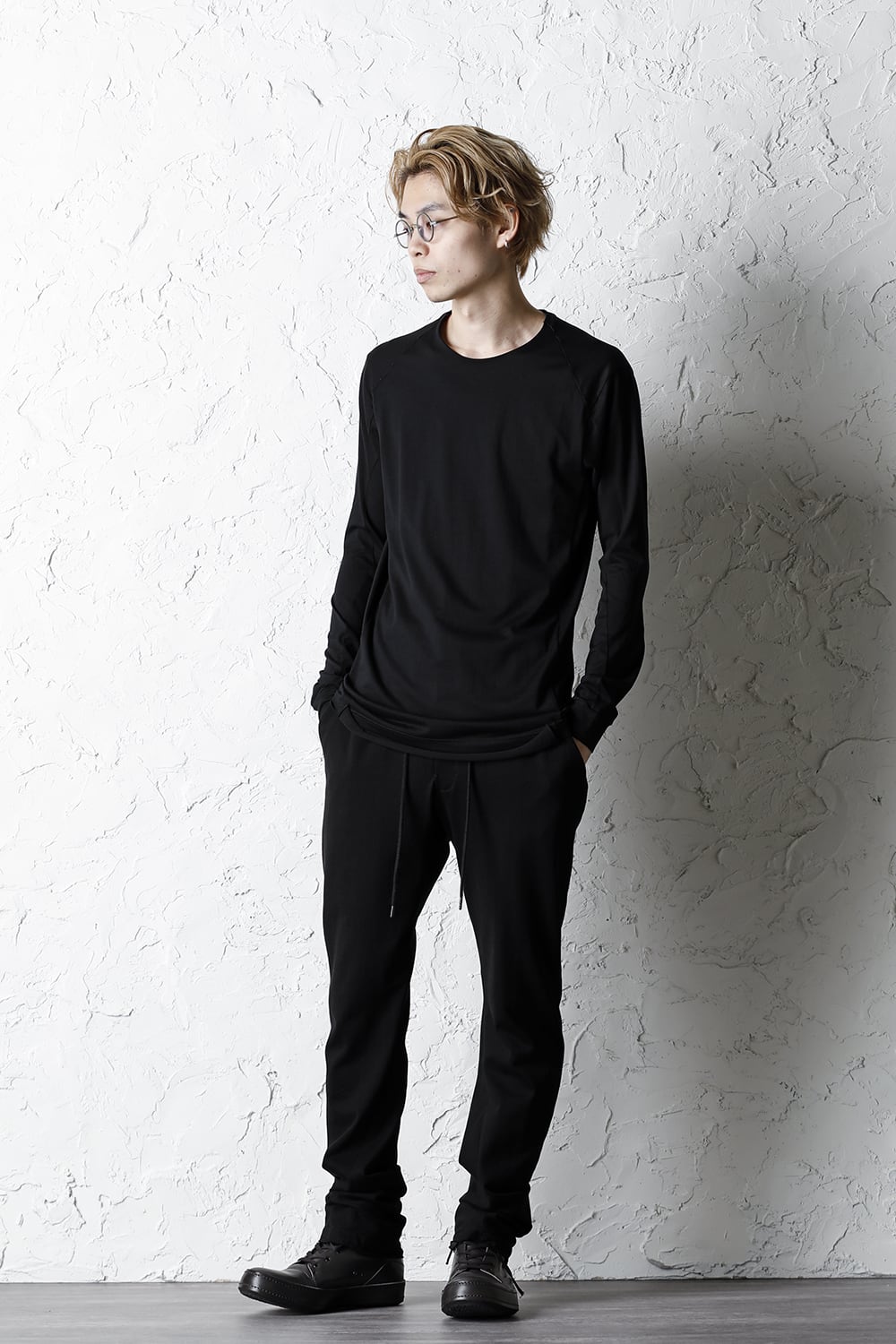 Long sleeve cotton high twist interlock jersey Black