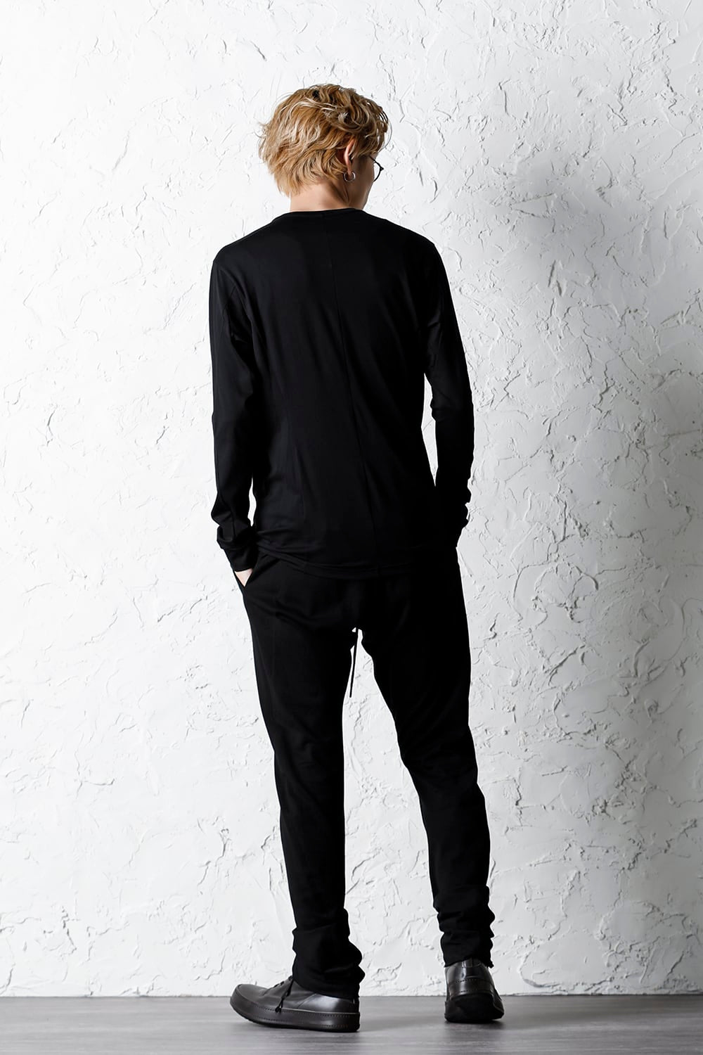 Long sleeve cotton high twist interlock jersey Black