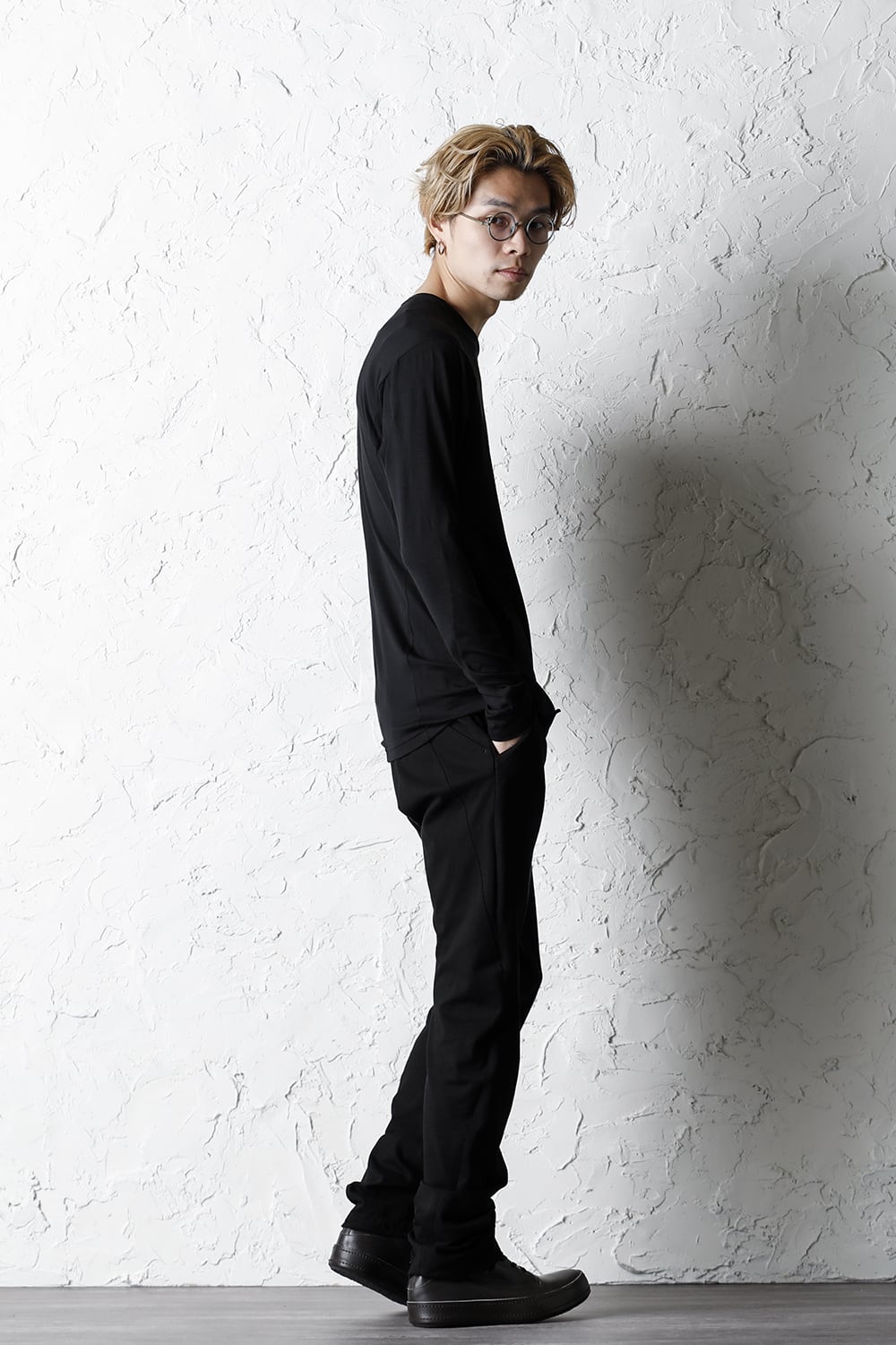 Long sleeve cotton high twist interlock jersey Black