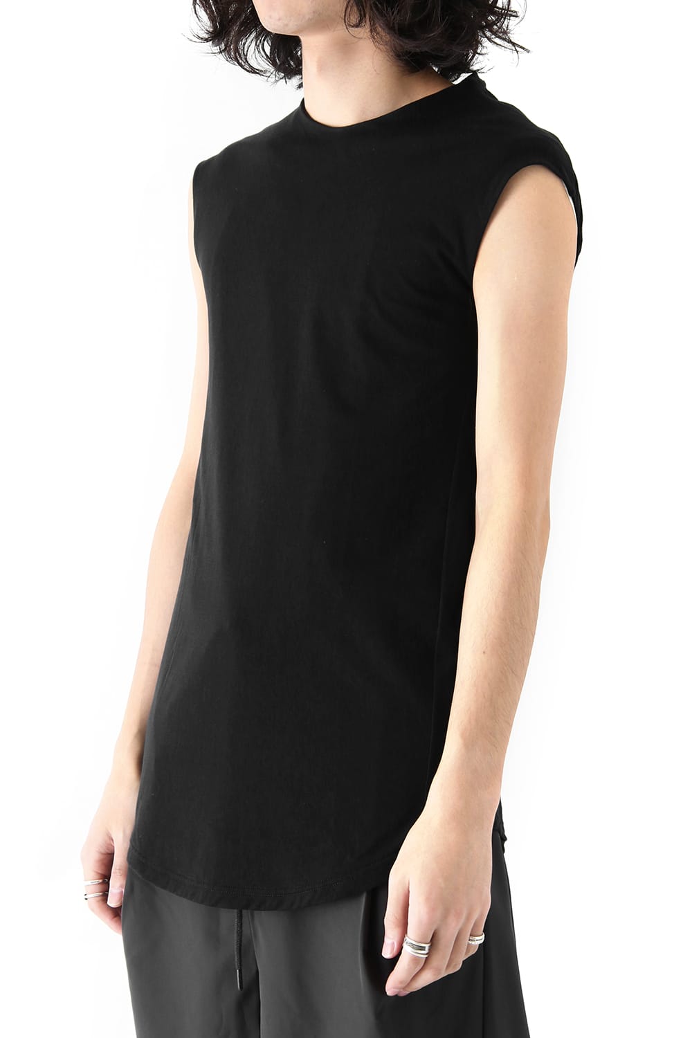 Sleeveless Cut Sew 2/80 Cotton Jersey