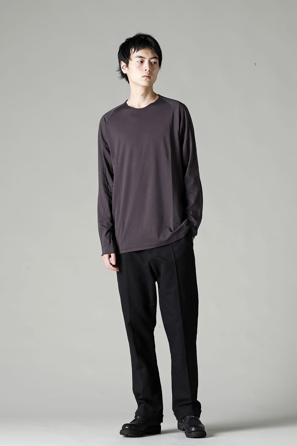 Long sleeve 100/3 suvin cotton jersey Purple Gray