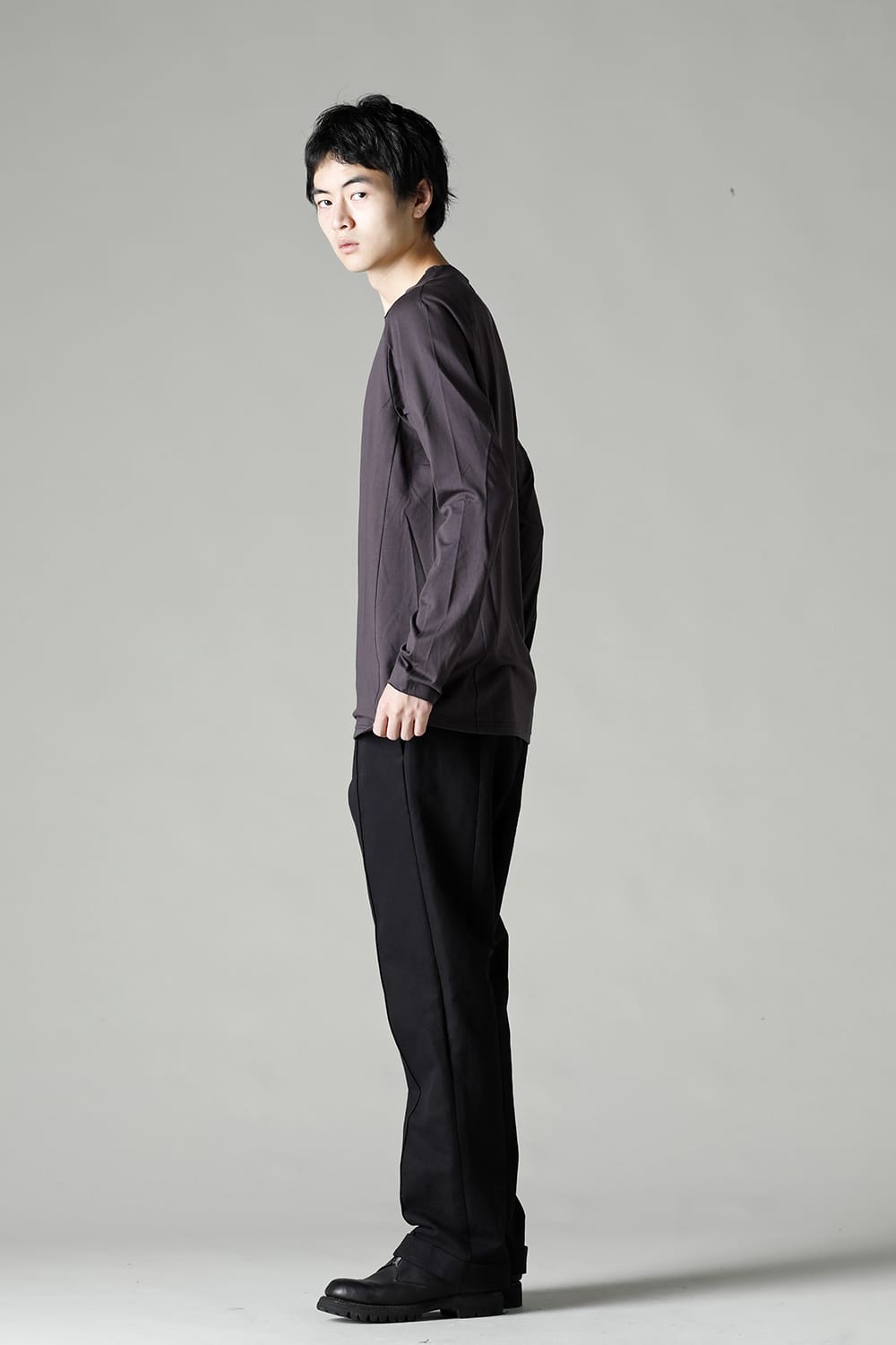 Long sleeve 100/3 suvin cotton jersey Purple Gray