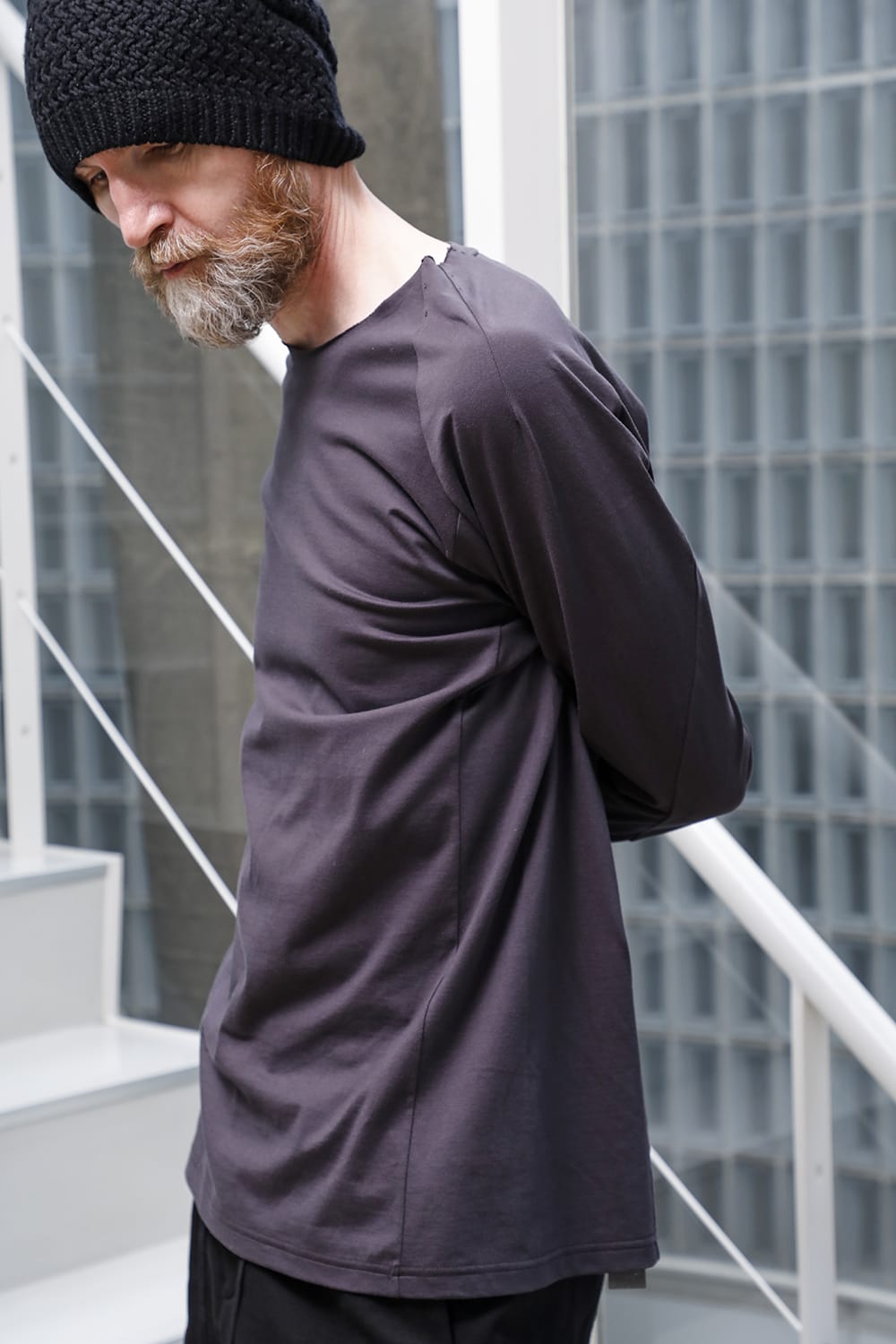 Long sleeve 100/3 suvin cotton jersey Purple Gray