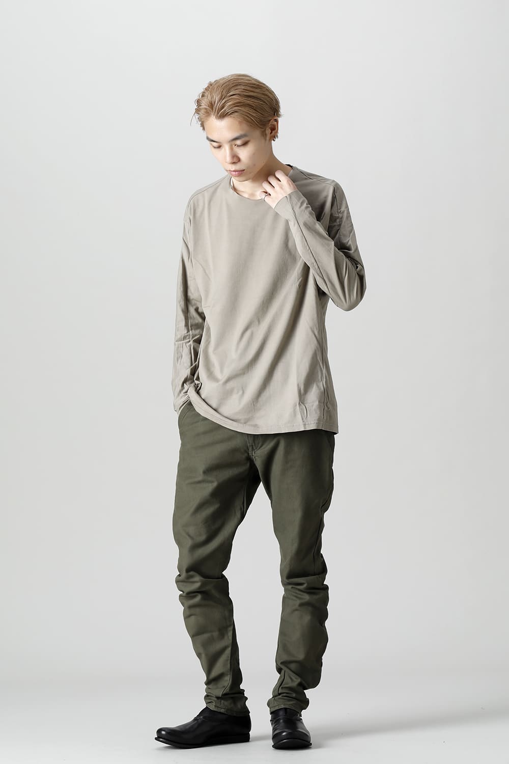 Long sleeve 100/3 Salt shrinking jersey Beige Gray