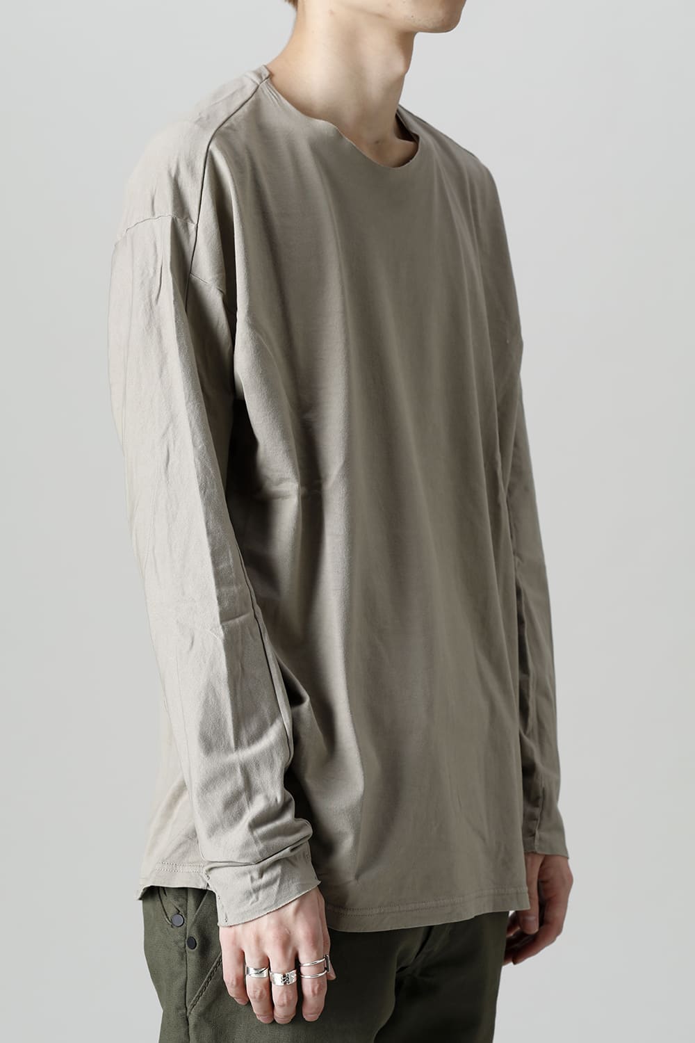 Long sleeve 100/3 Salt shrinking jersey Beige Gray