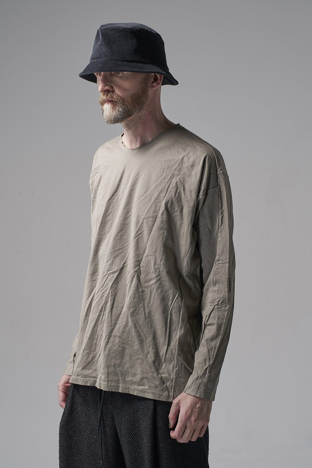 Long sleeve 100/3 Salt shrinking jersey Beige Gray