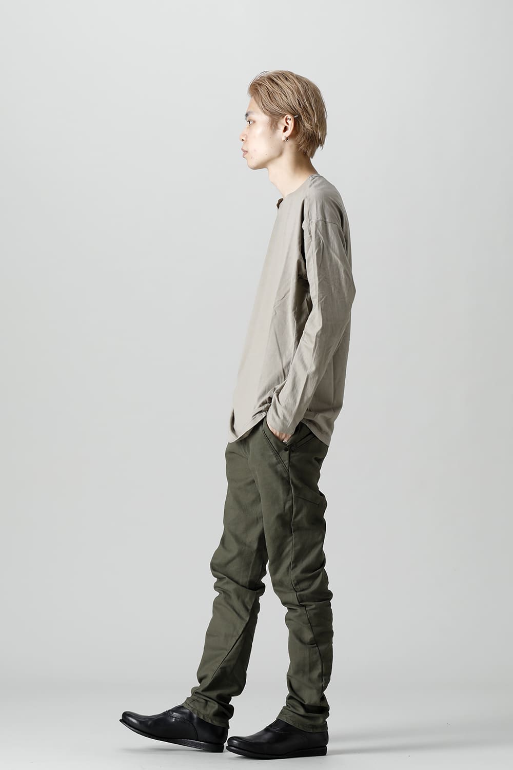 Long sleeve 100/3 Salt shrinking jersey Beige Gray