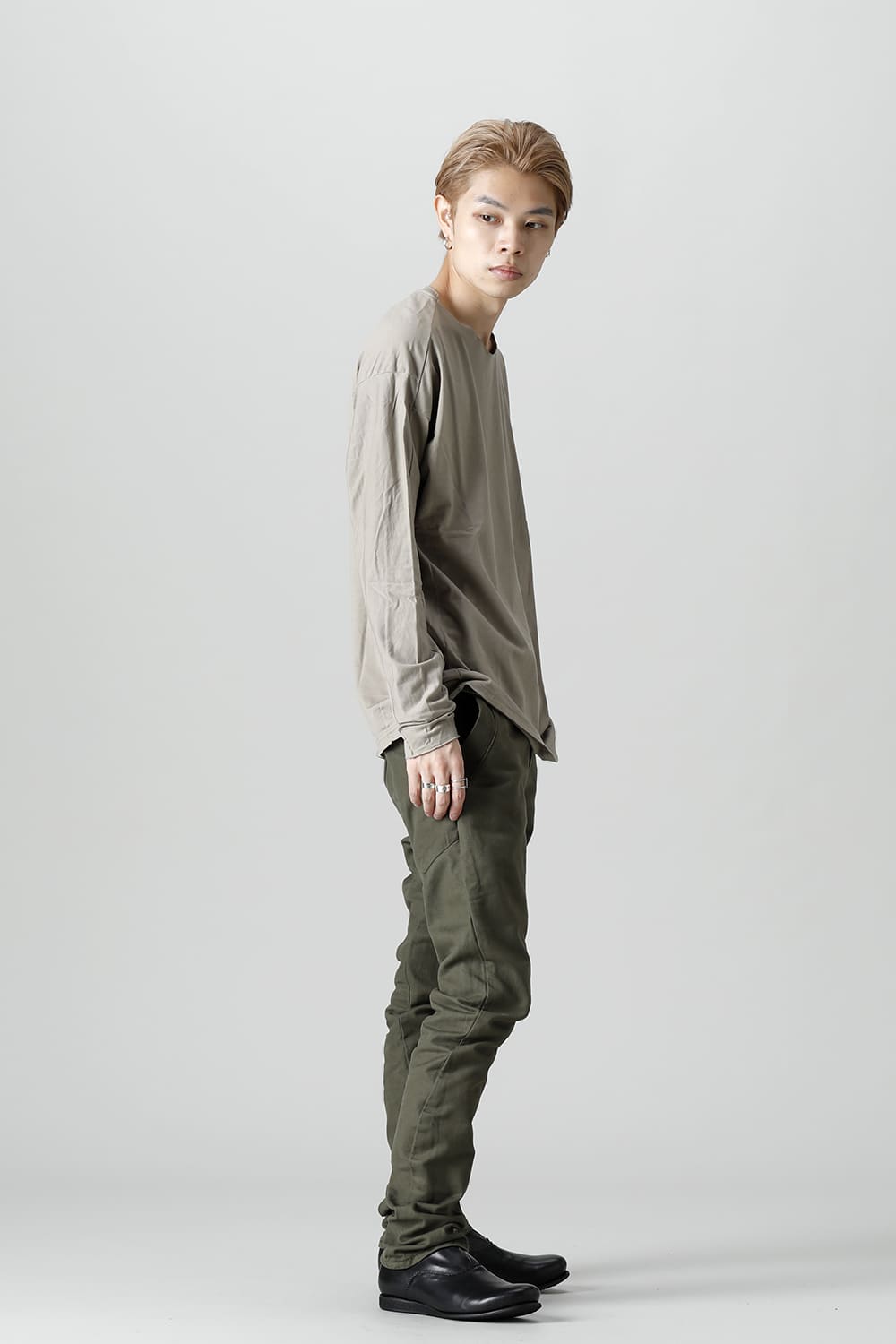 Long sleeve 100/3 Salt shrinking jersey Beige Gray