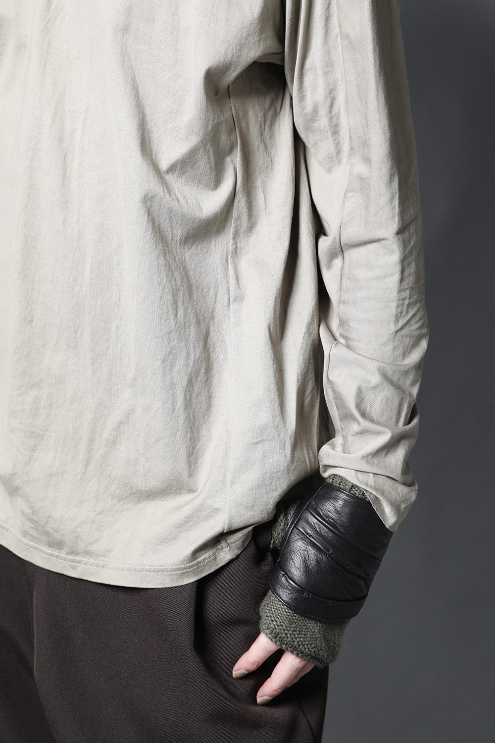 Long sleeve 100/3 Salt shrinking jersey Beige Gray