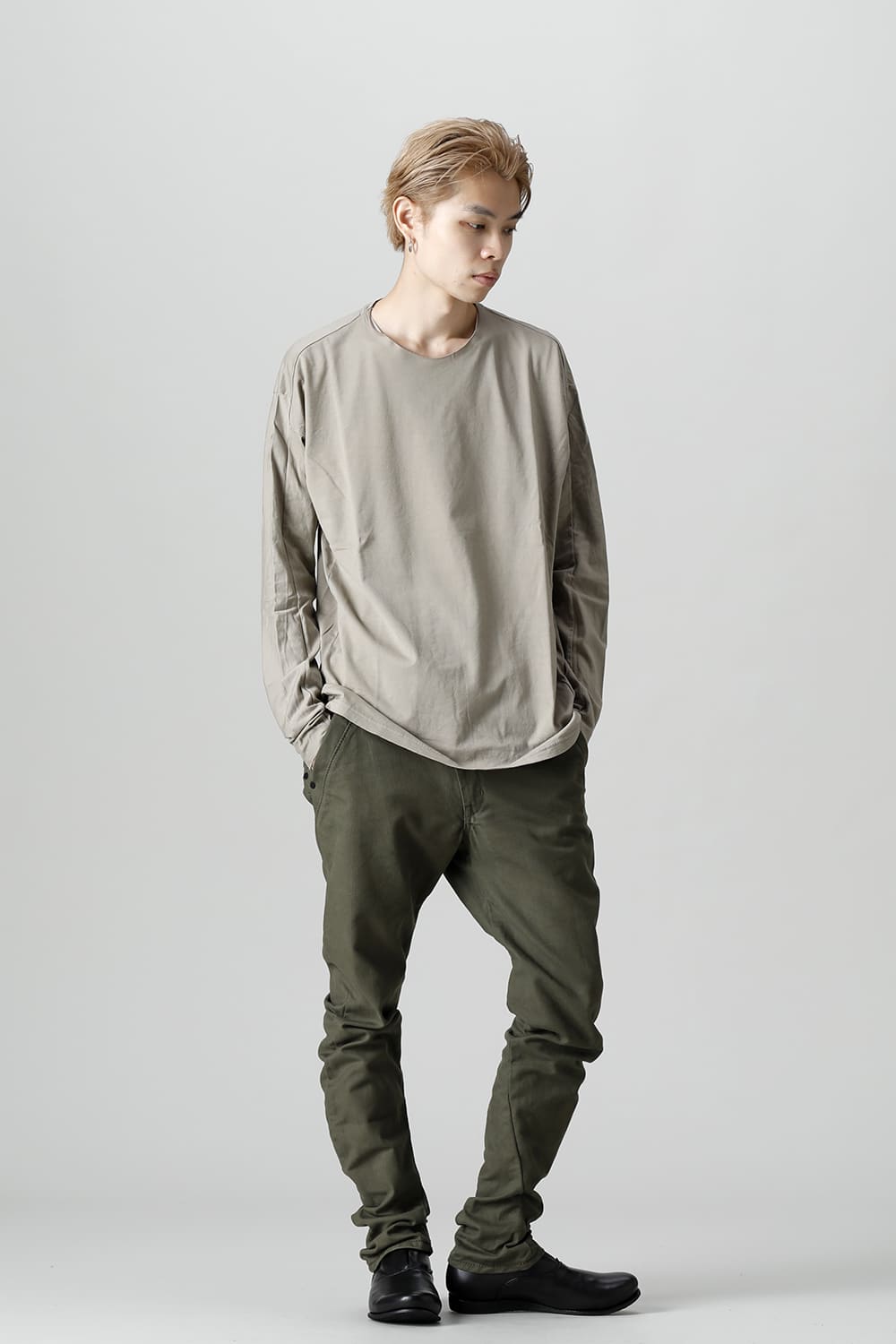 Long sleeve 100/3 Salt shrinking jersey Beige Gray