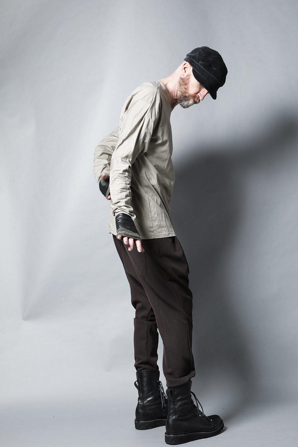 Long sleeve 100/3 Salt shrinking jersey Beige Gray