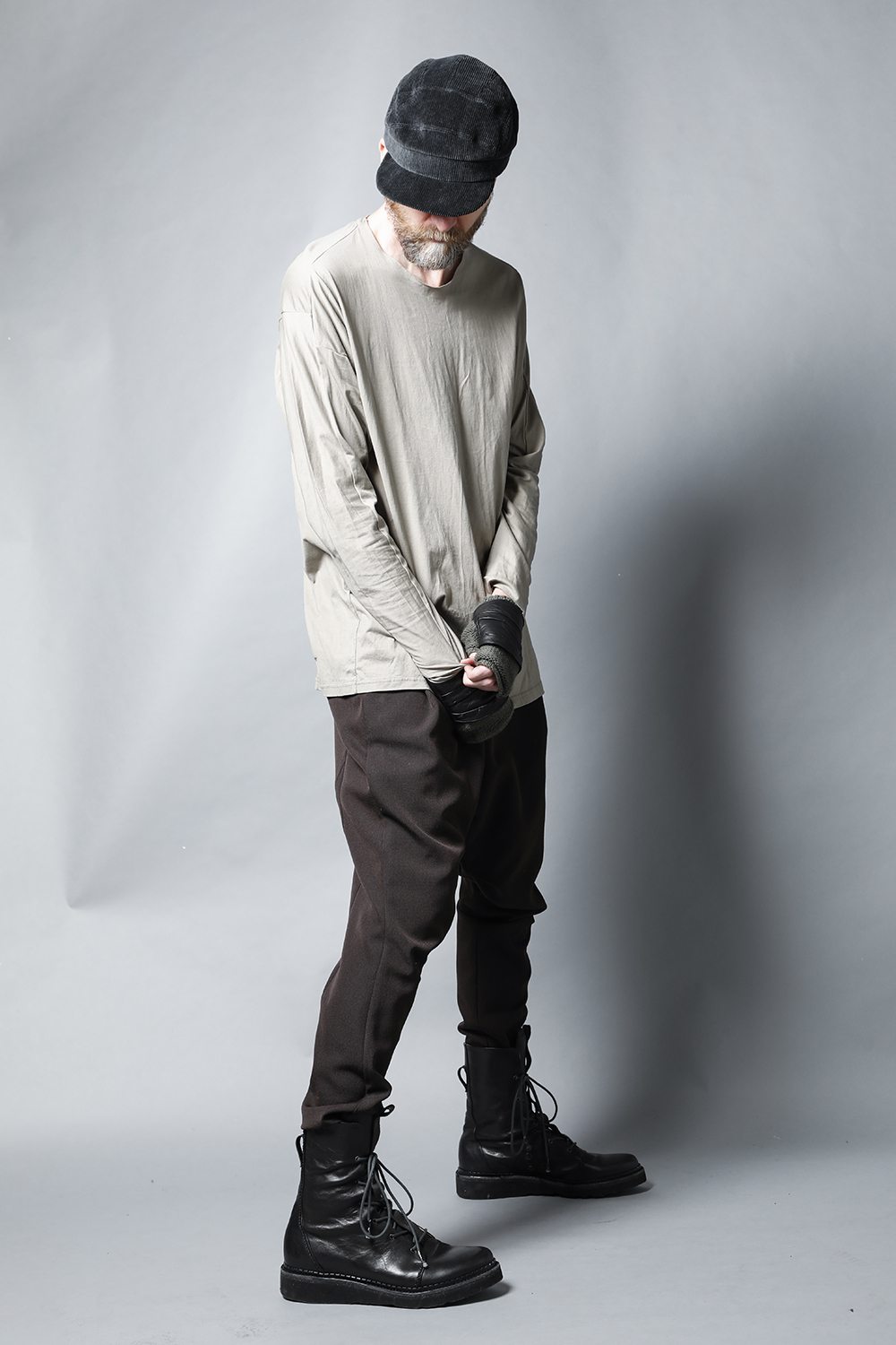 Long sleeve 100/3 Salt shrinking jersey Beige Gray