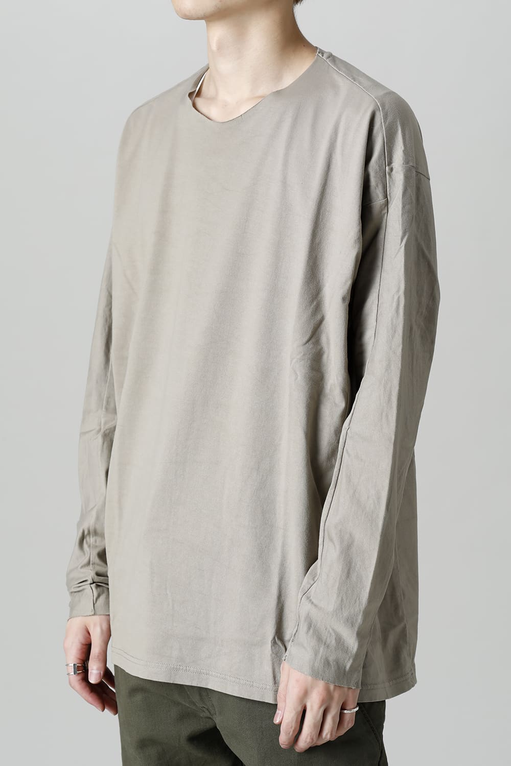 Long sleeve 100/3 Salt shrinking jersey Beige Gray