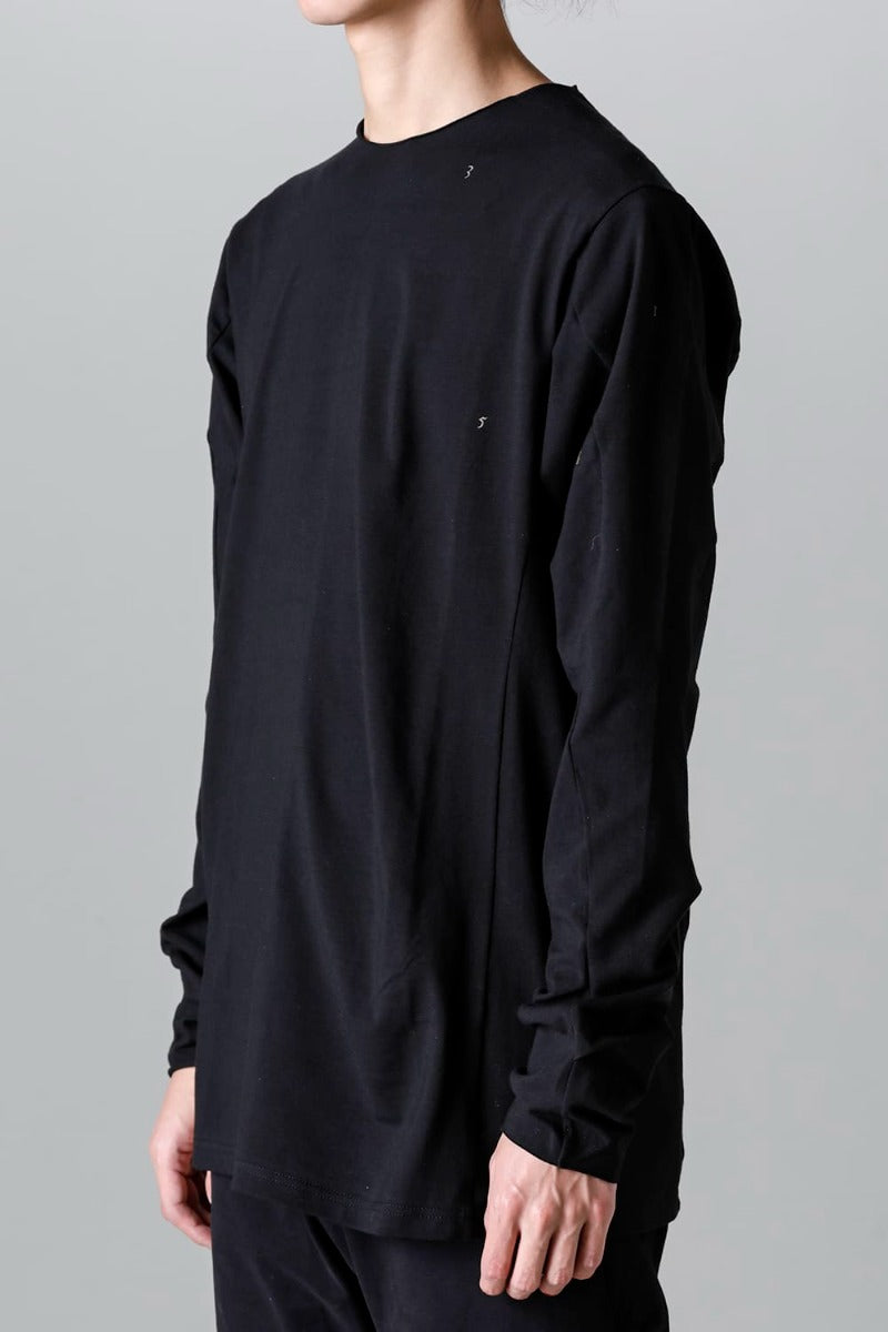 Print Long sleeve cotton stretch jersey  Black